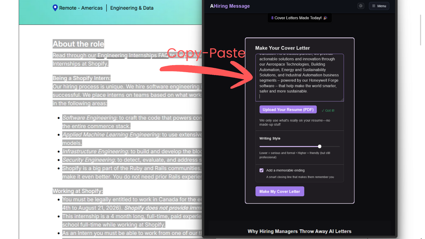 HiringMessage screenshot 2