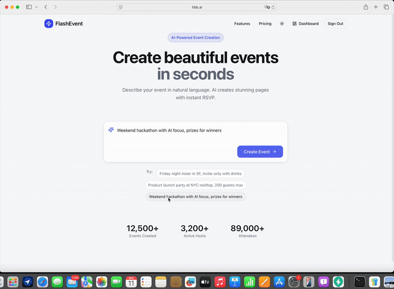 FlashEvent screenshot 1