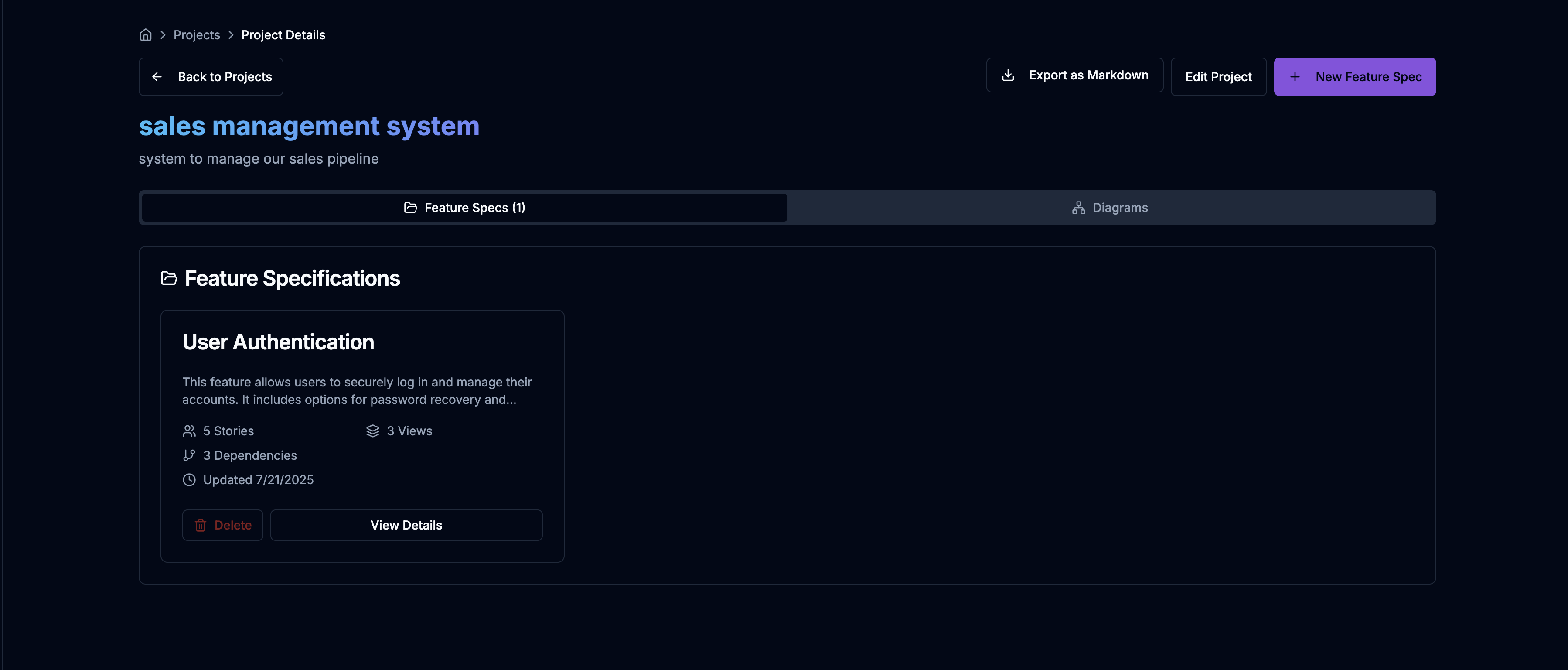 FeatureSpec screenshot 2