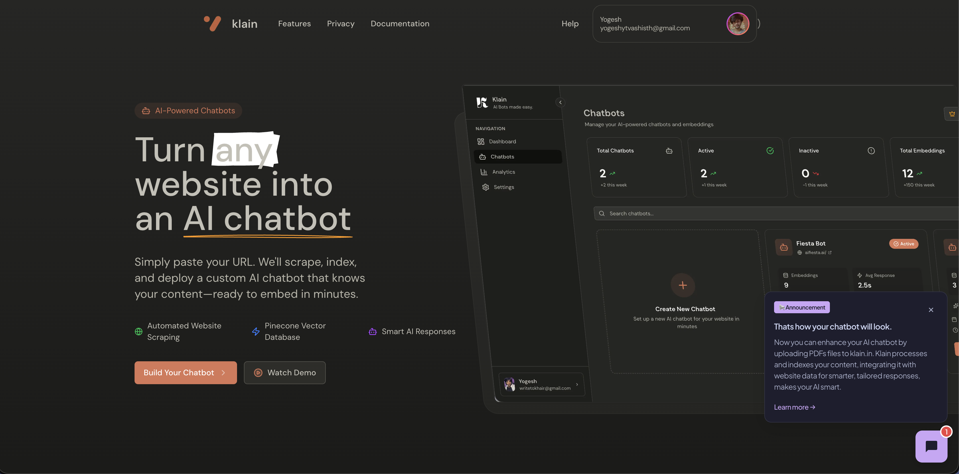 Klain | Lets website talk using AI screenshot 2