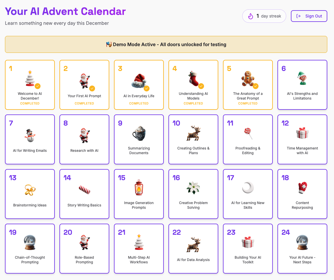 AI Advent Calendar screenshot 2