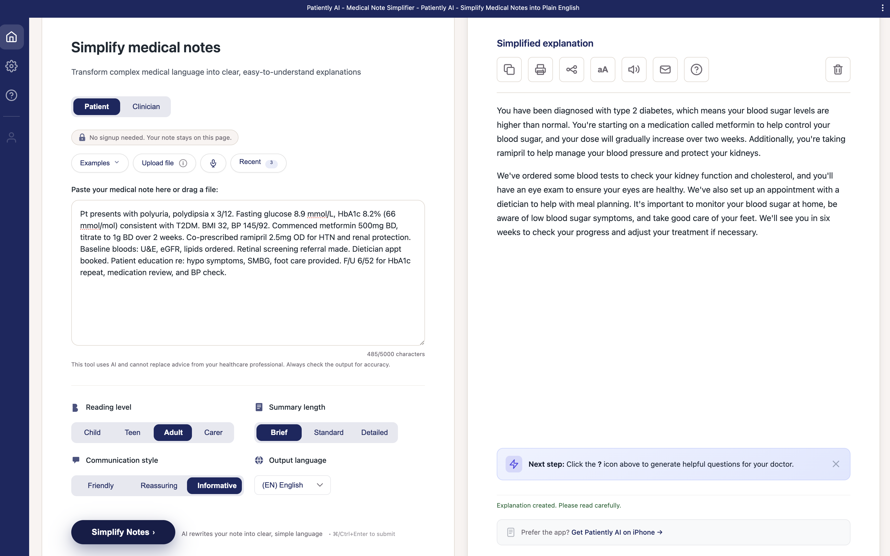 Patiently AI: Medical Notes Made Clear screenshot 3