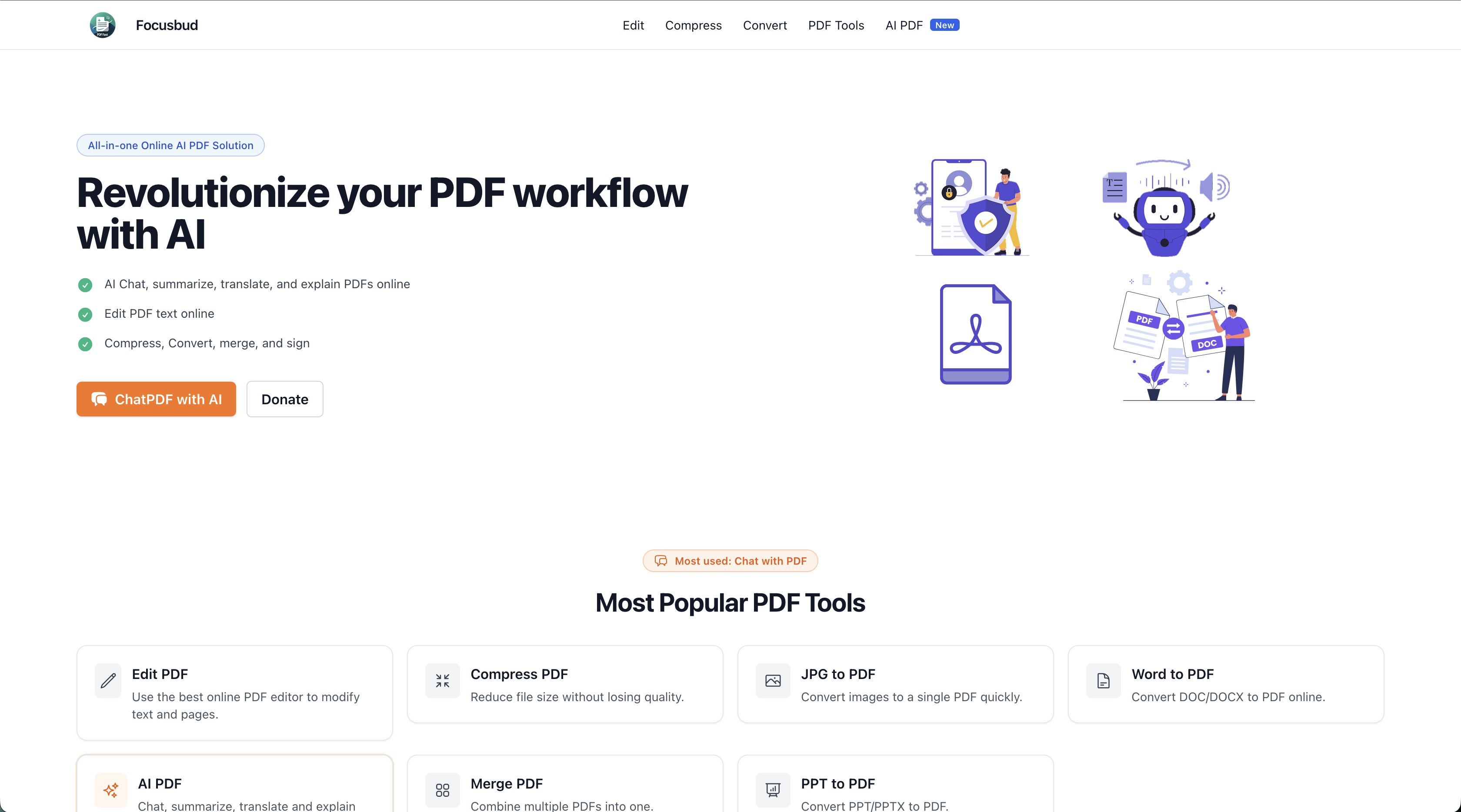 Focusbud — Fast, Private AI PDF Tools screenshot 1