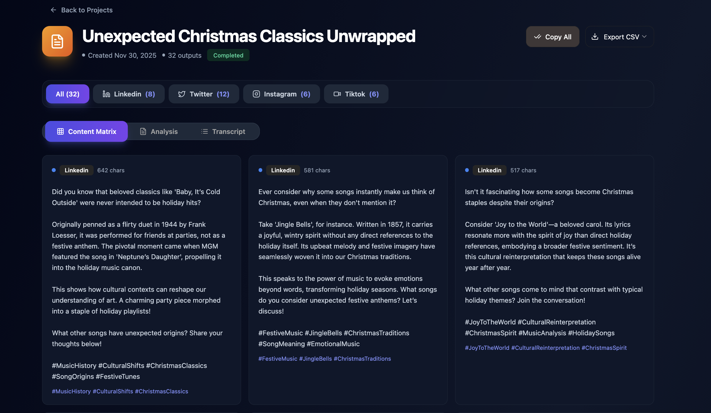 Content Matrix Generator screenshot 7