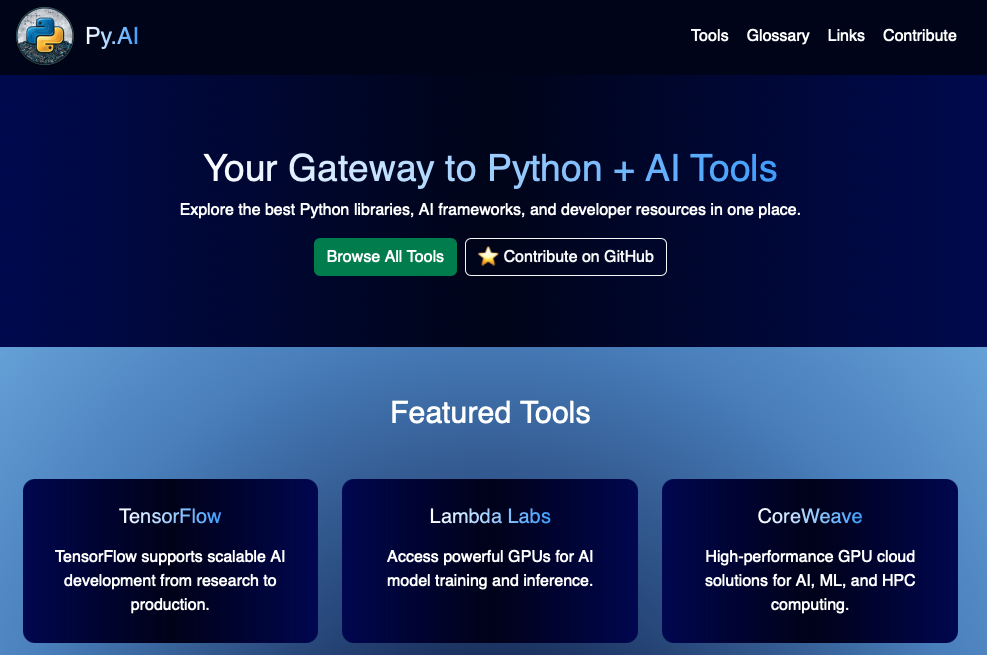 Py.AI – The Python + AI Directory screenshot 1