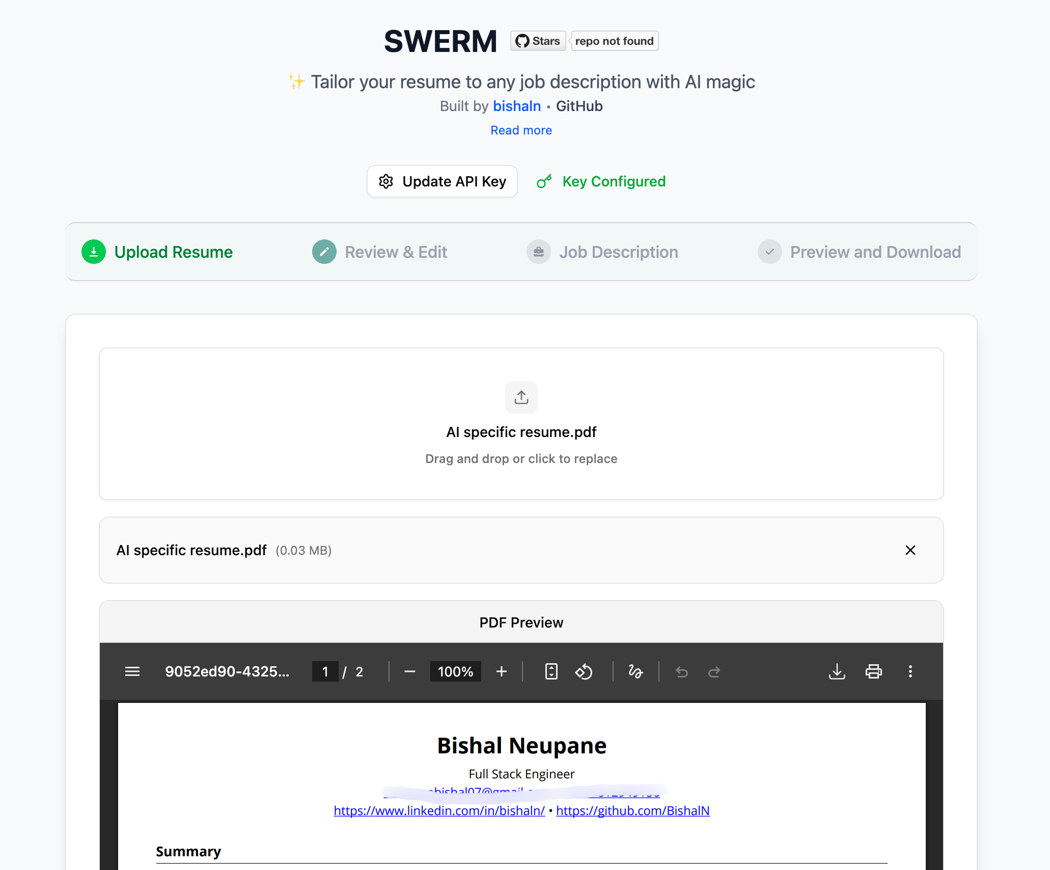 SWERM screenshot 1