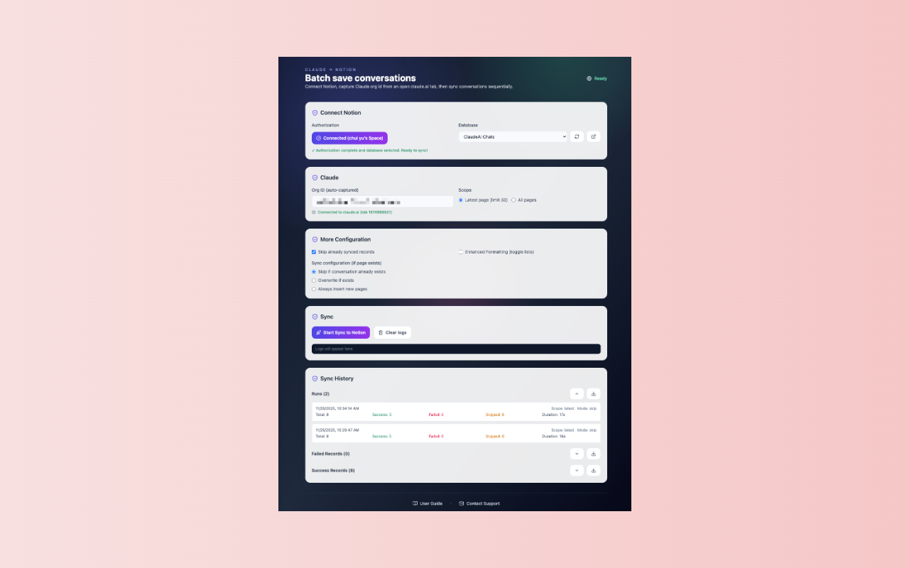 ClaudeAI to Notion: One-click export screenshot 3