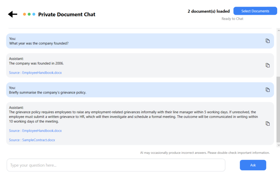 Private Document Chat screenshot 1