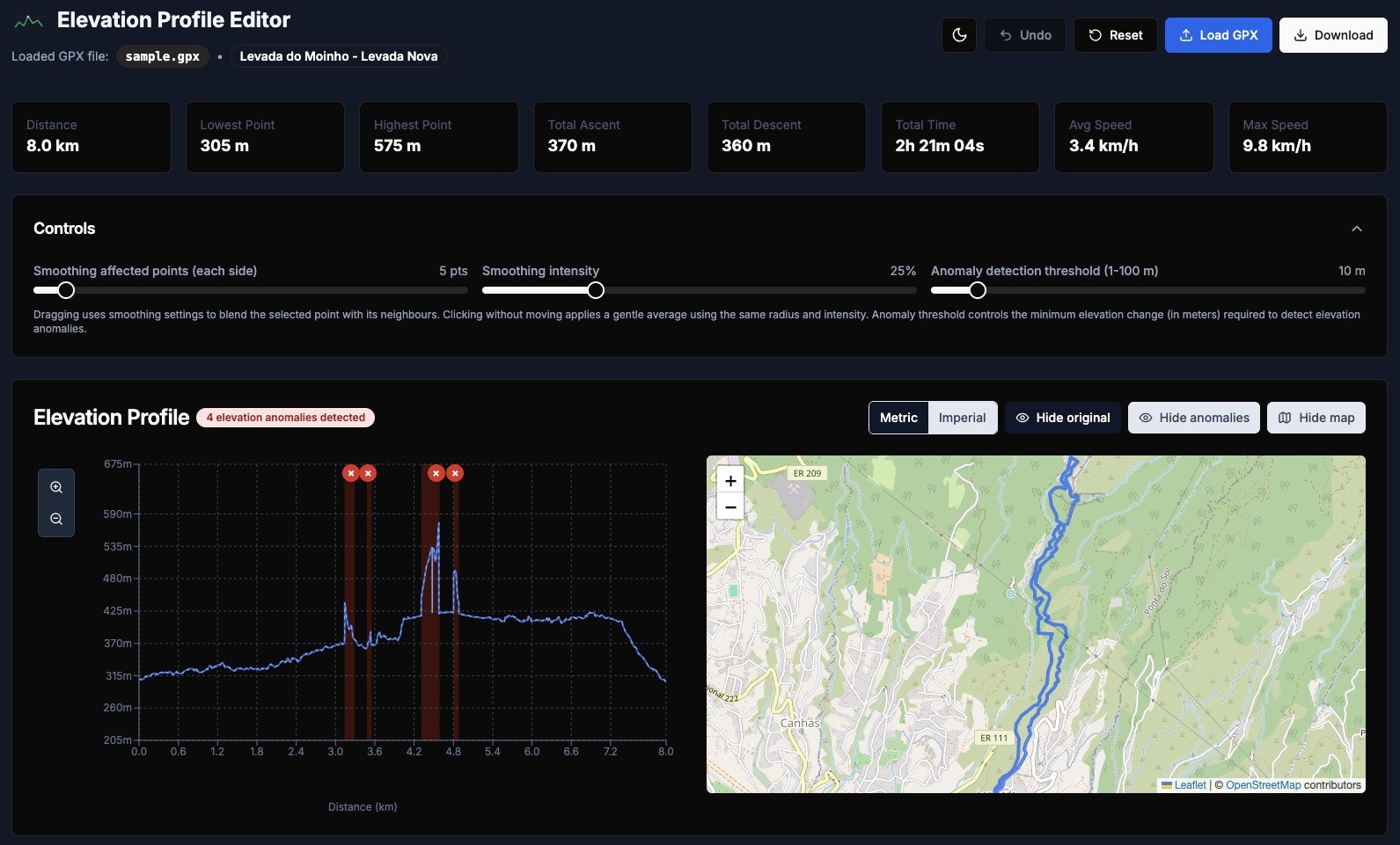 GPX Elevation Editor screenshot 2
