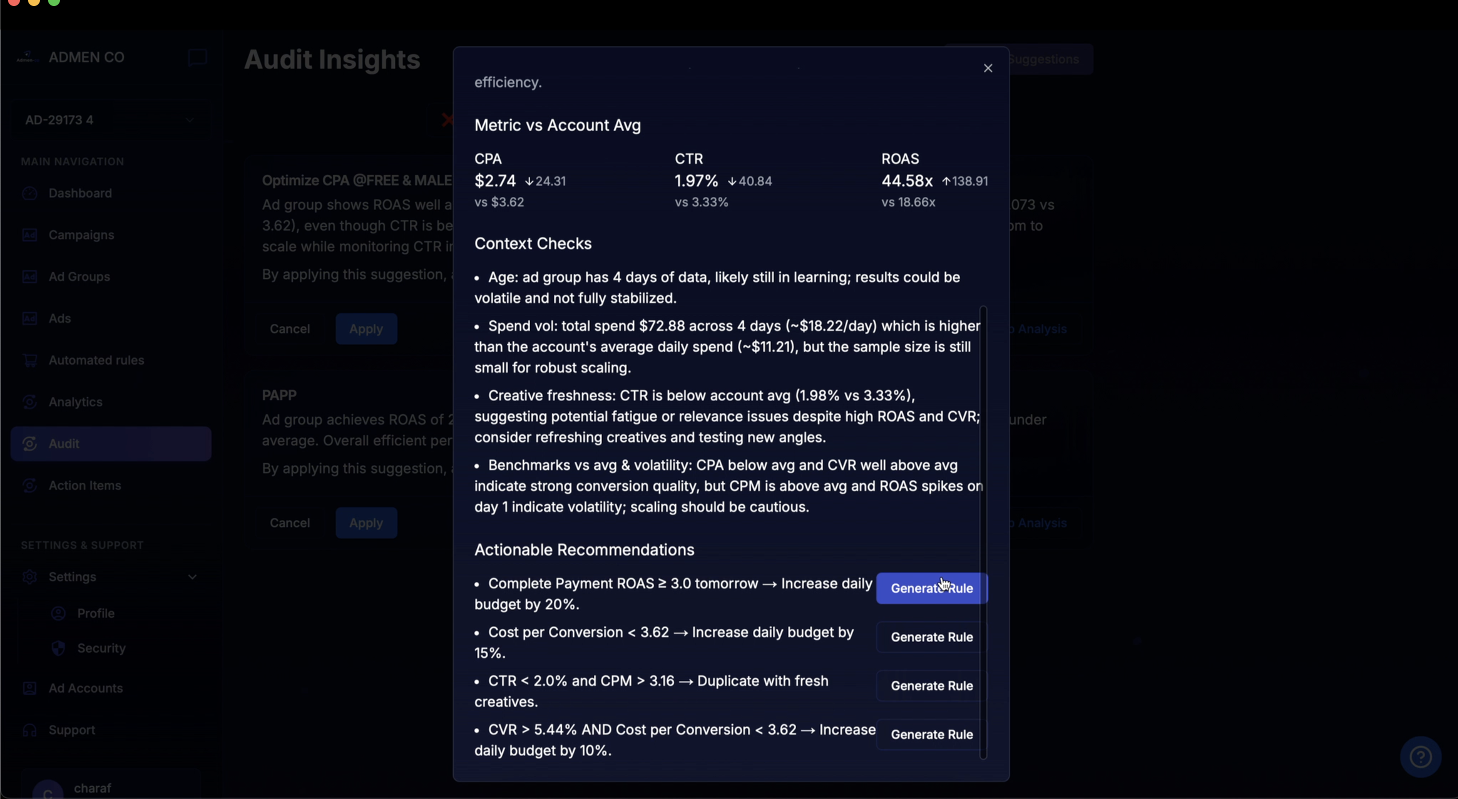 ADMEN – Automated TikTok Ad Optimization screenshot 3
