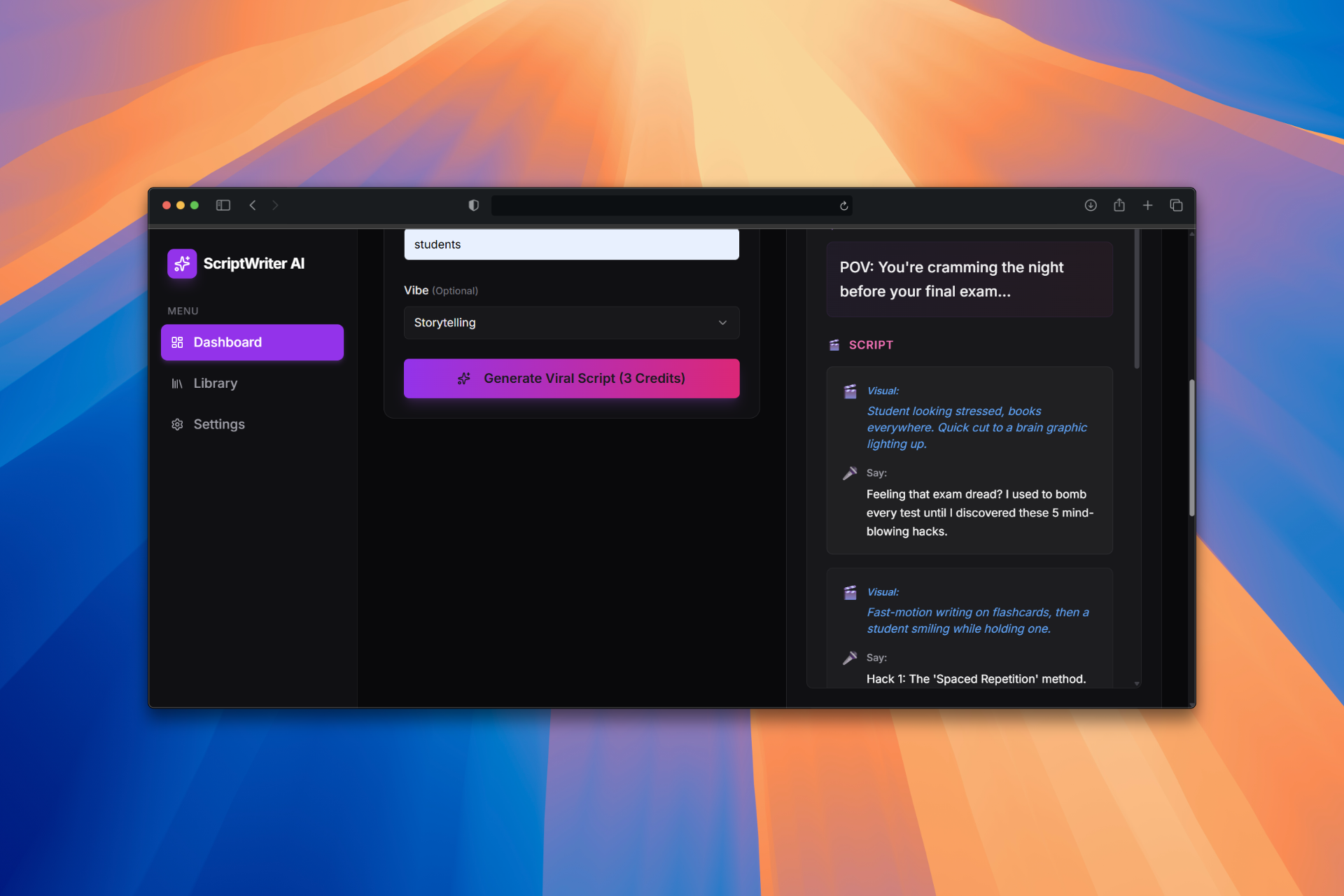 Viral Scriptwritter AI screenshot 2