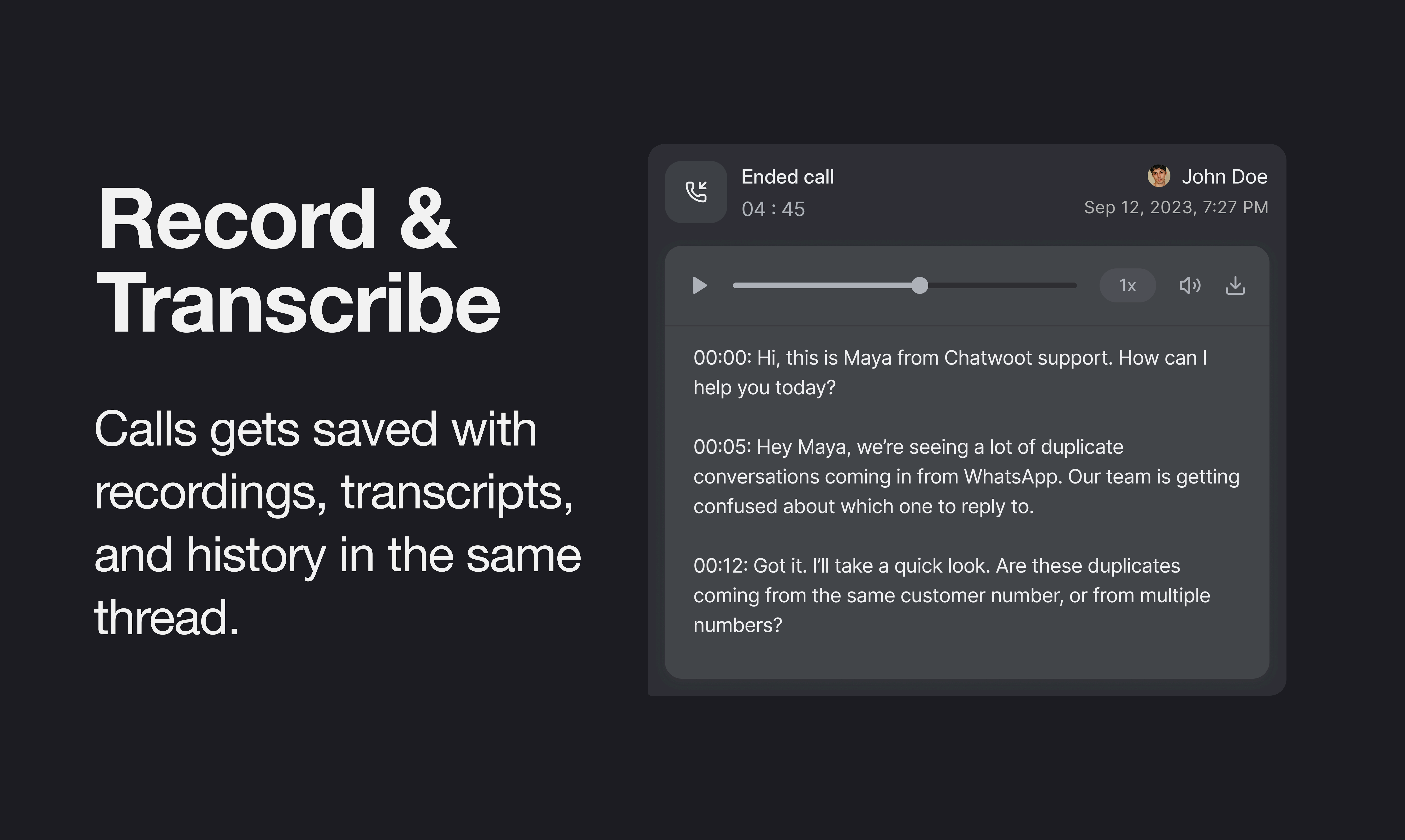 Voice Calls in Chatwoot screenshot 4