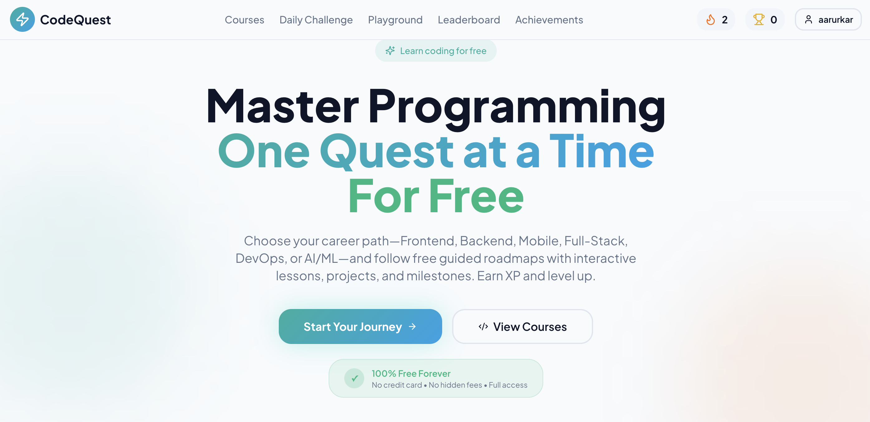 CodeQuest screenshot 1
