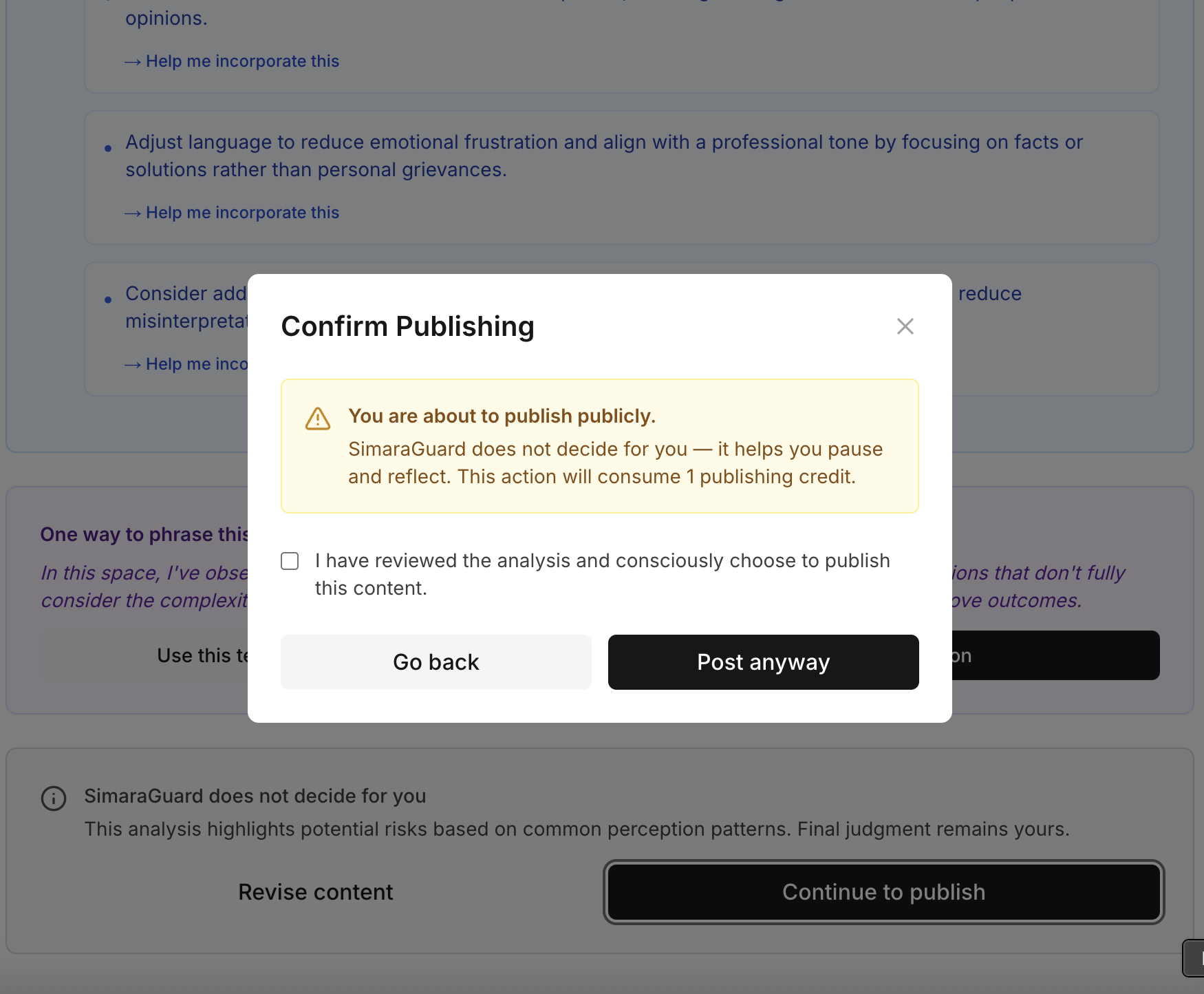 SimaraGuard — Pause before you post screenshot 4