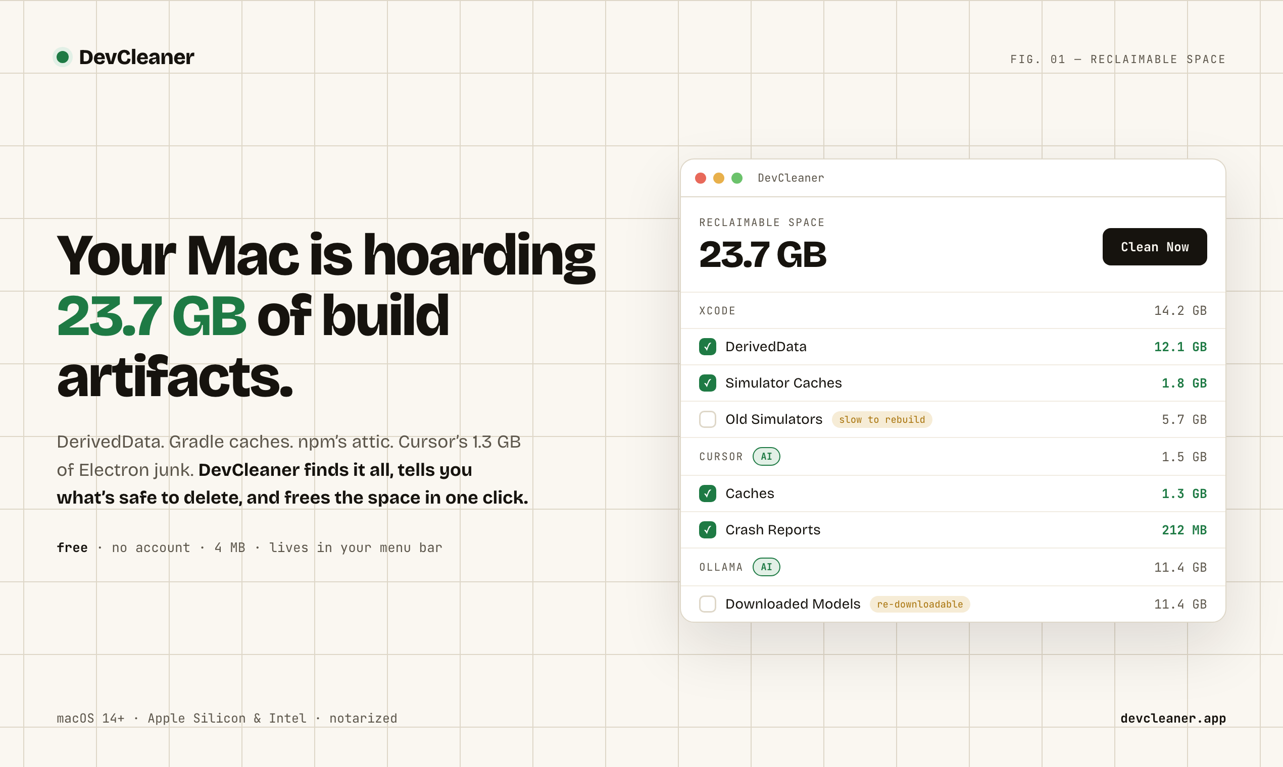 DevCleaner screenshot 1