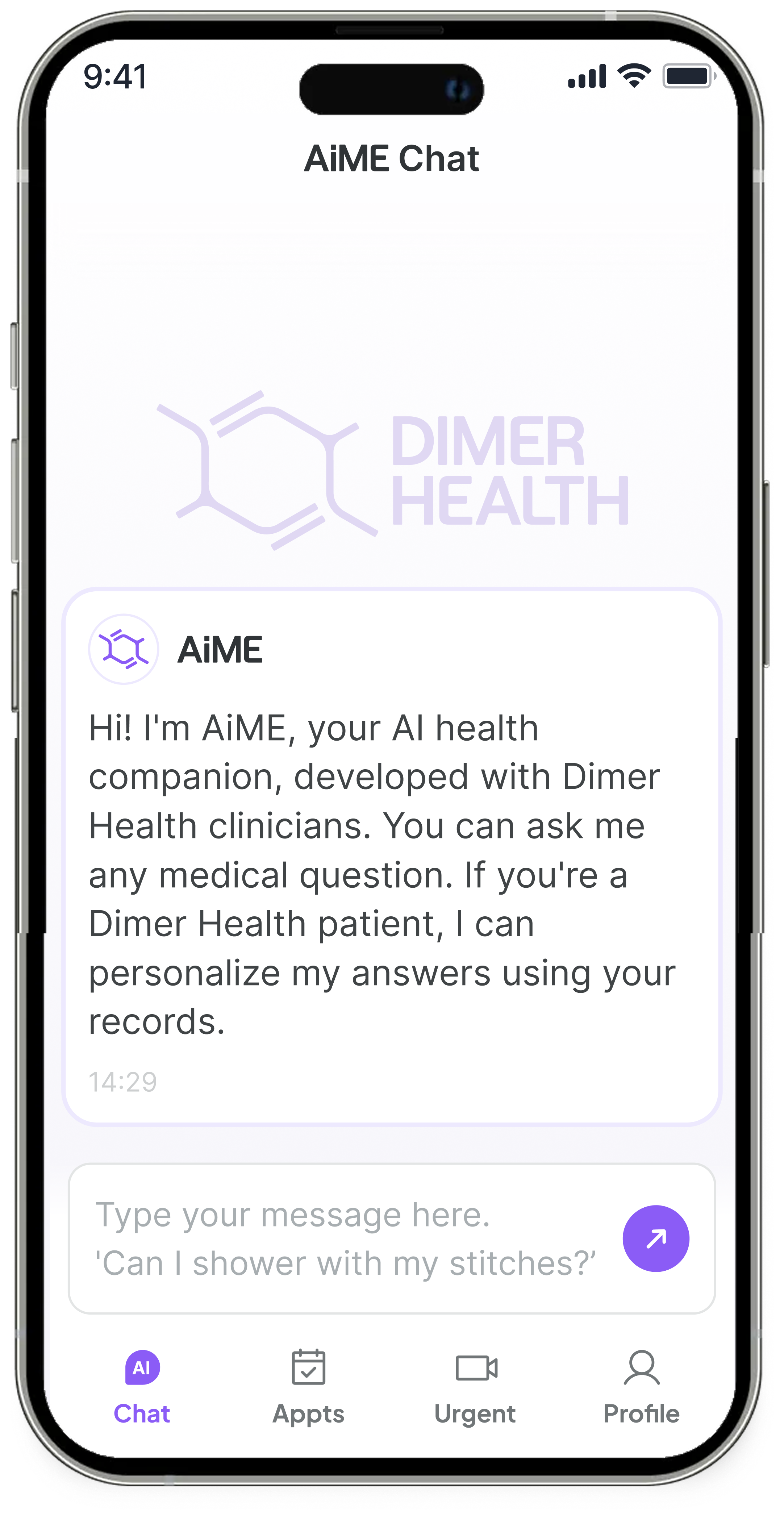 Dimer Health App + AiME screenshot 2