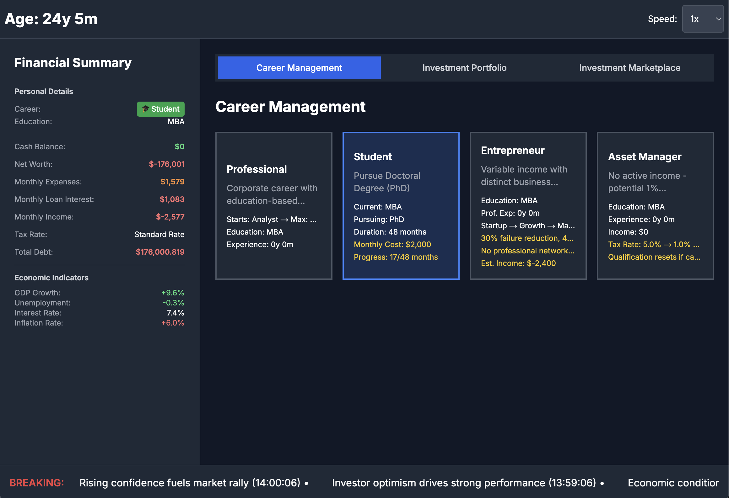 Financial Life Simulator screenshot 2
