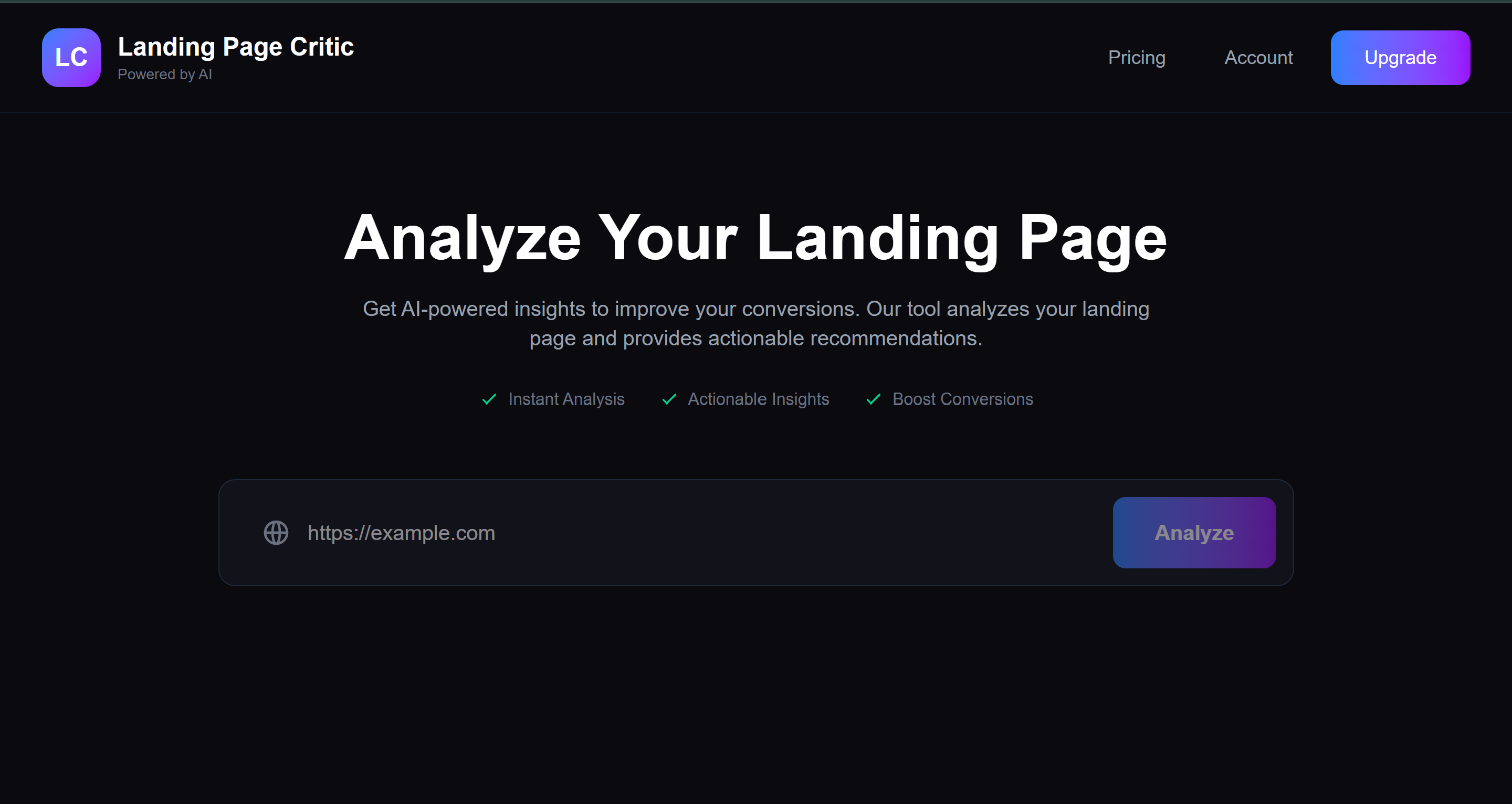 Landing Page Critic screenshot 1