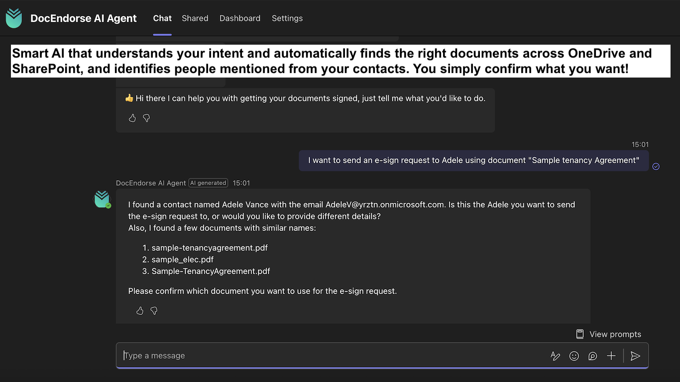 DocEndorse AI Agent for Microsoft Teams screenshot 3