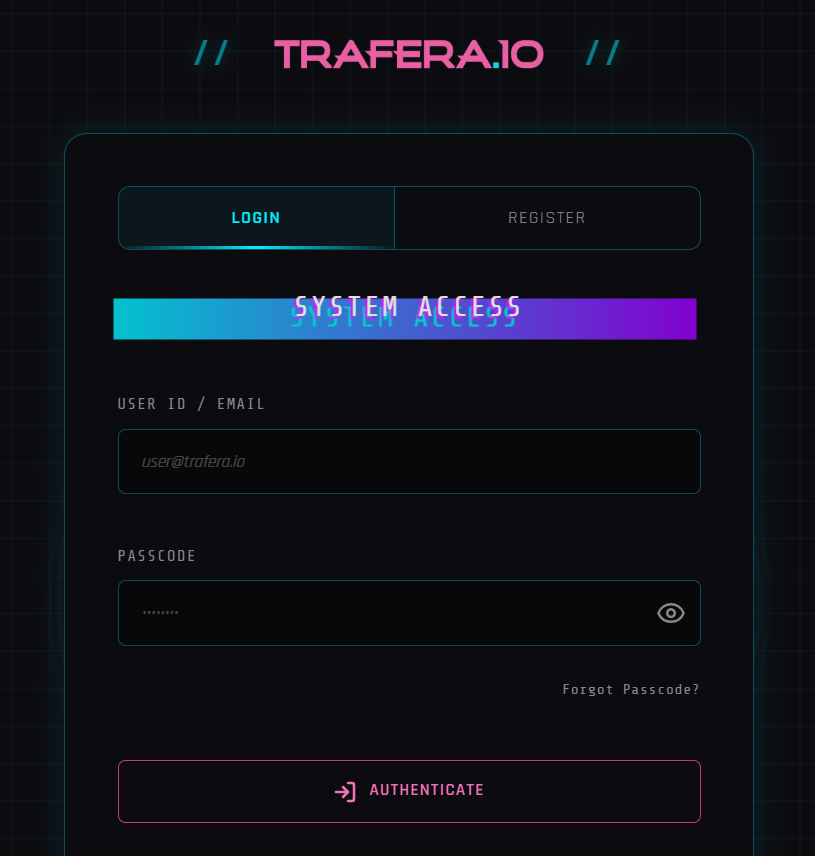Trafera.io screenshot 2