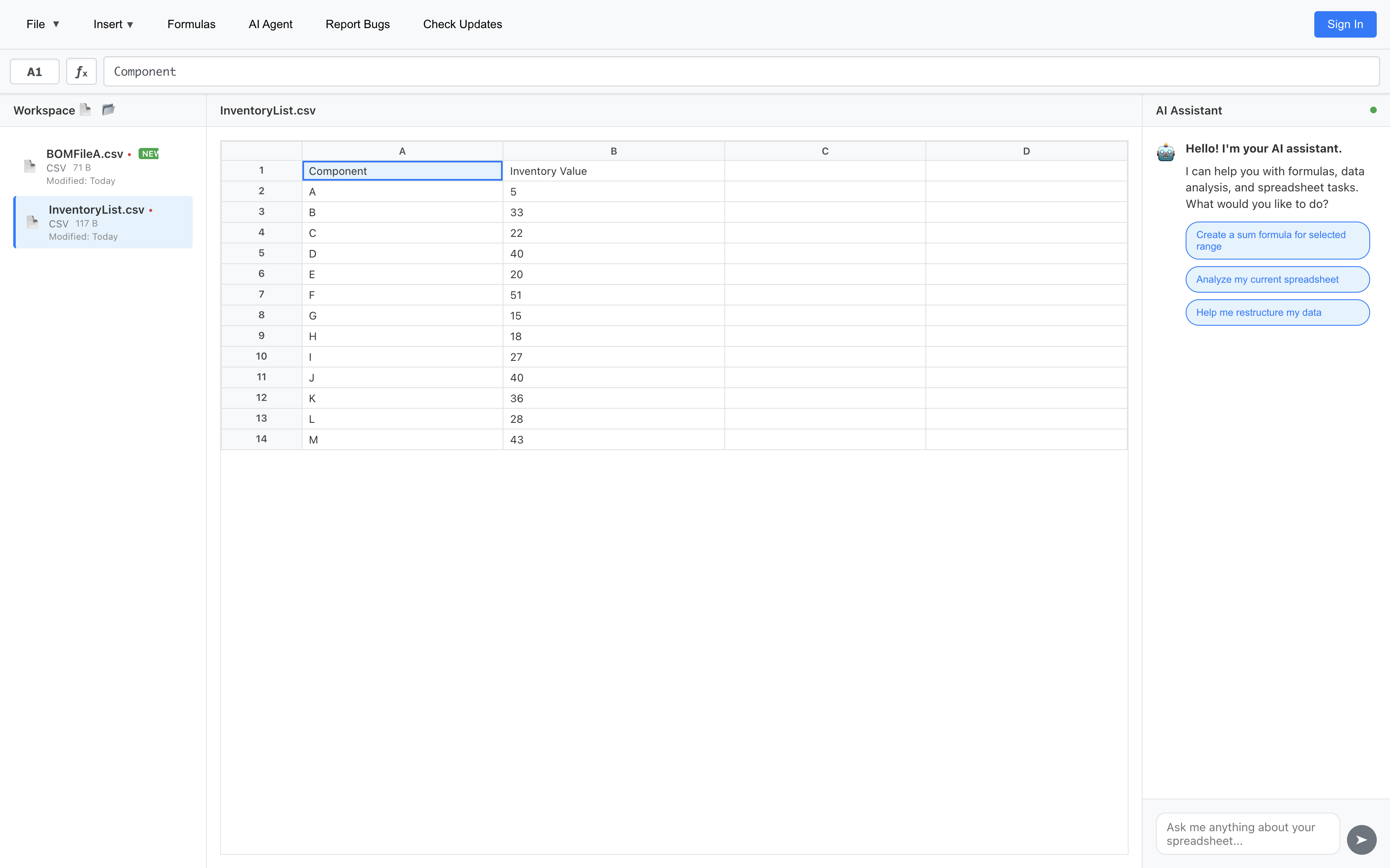 TabSparks - The AI Spreadsheet App screenshot 1