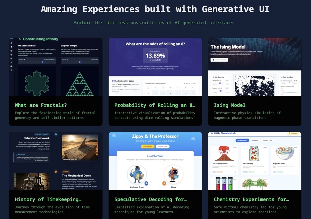 Generative UI screenshot 2