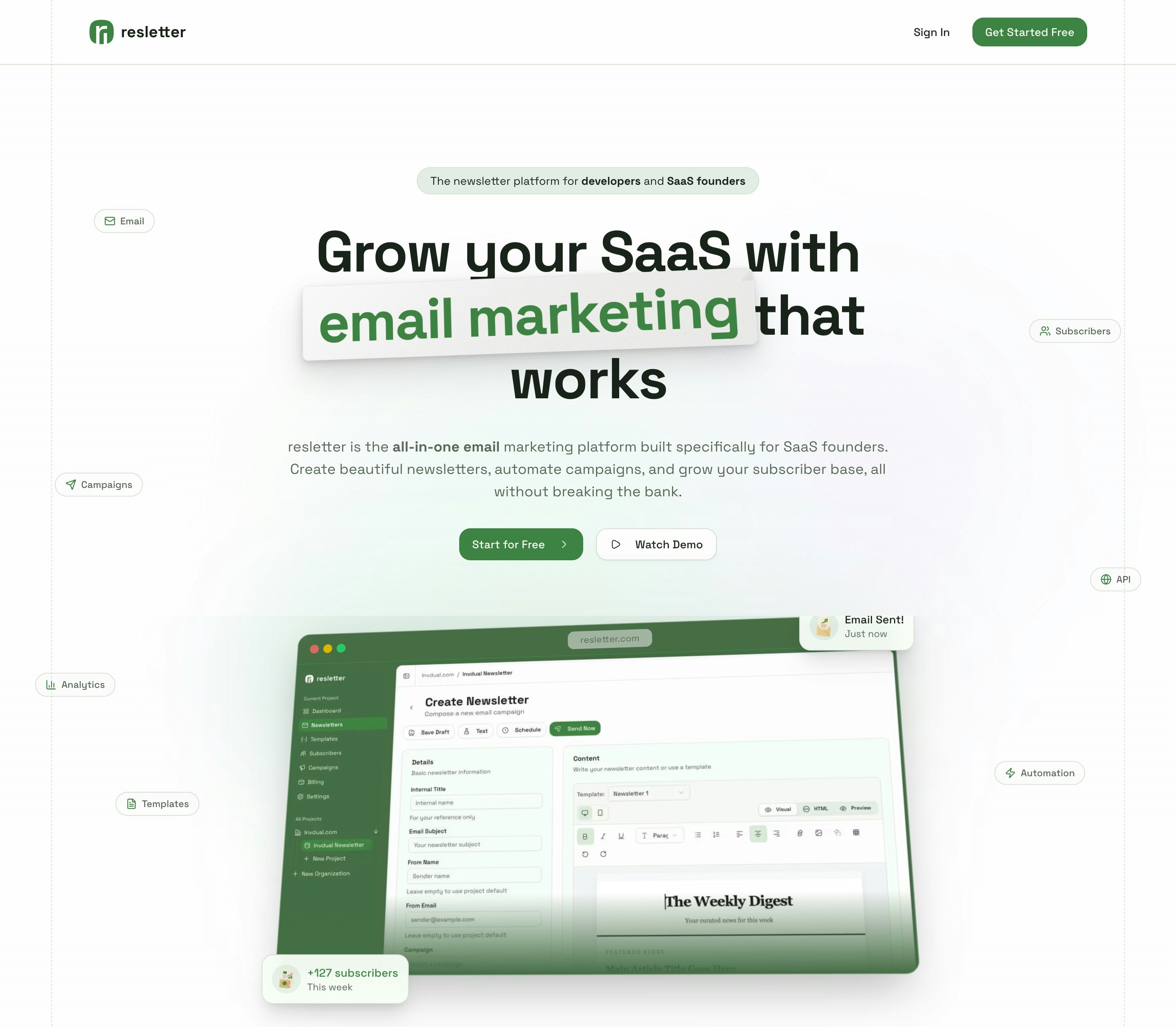 Resletter screenshot 1