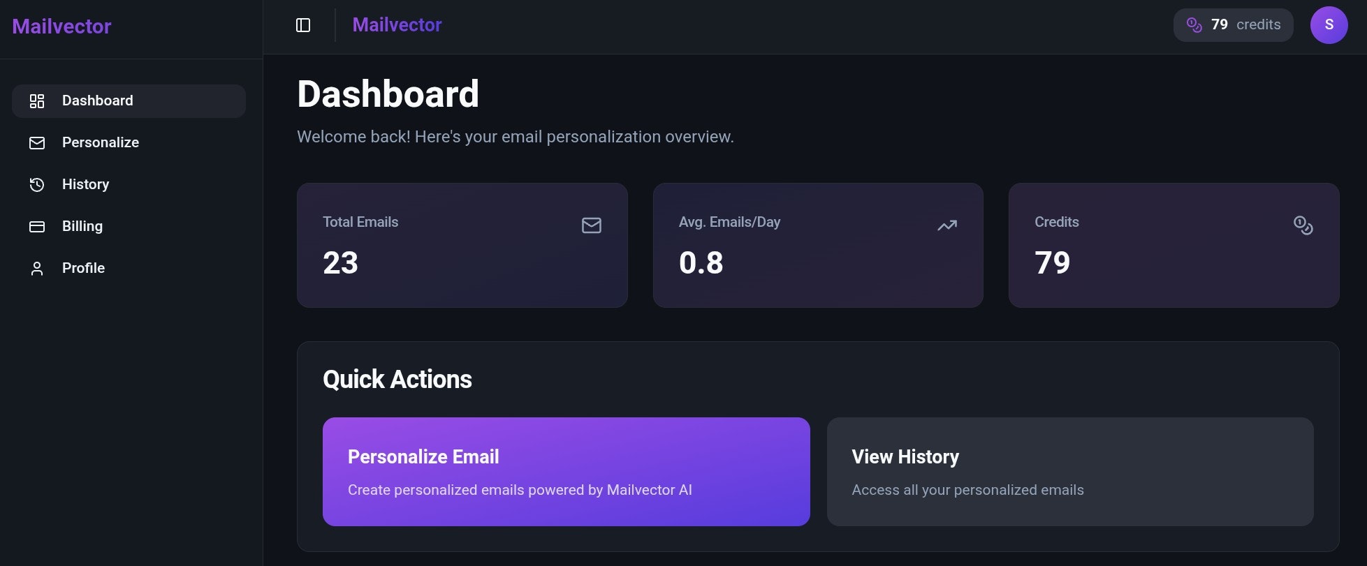 Mailvector screenshot 2
