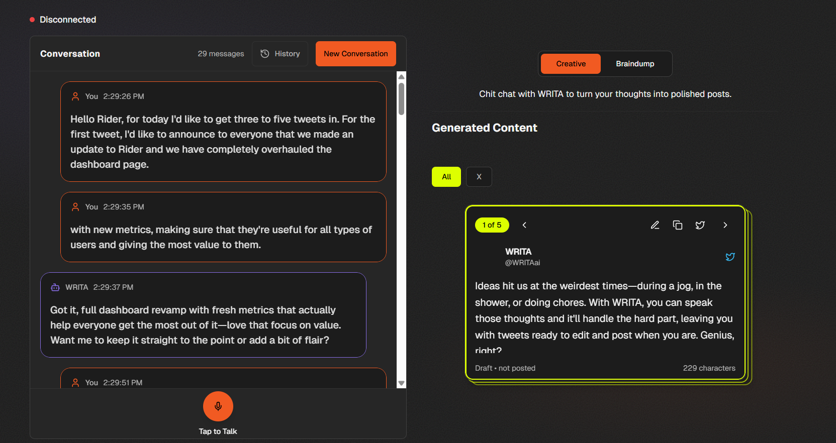 WRITA screenshot 2