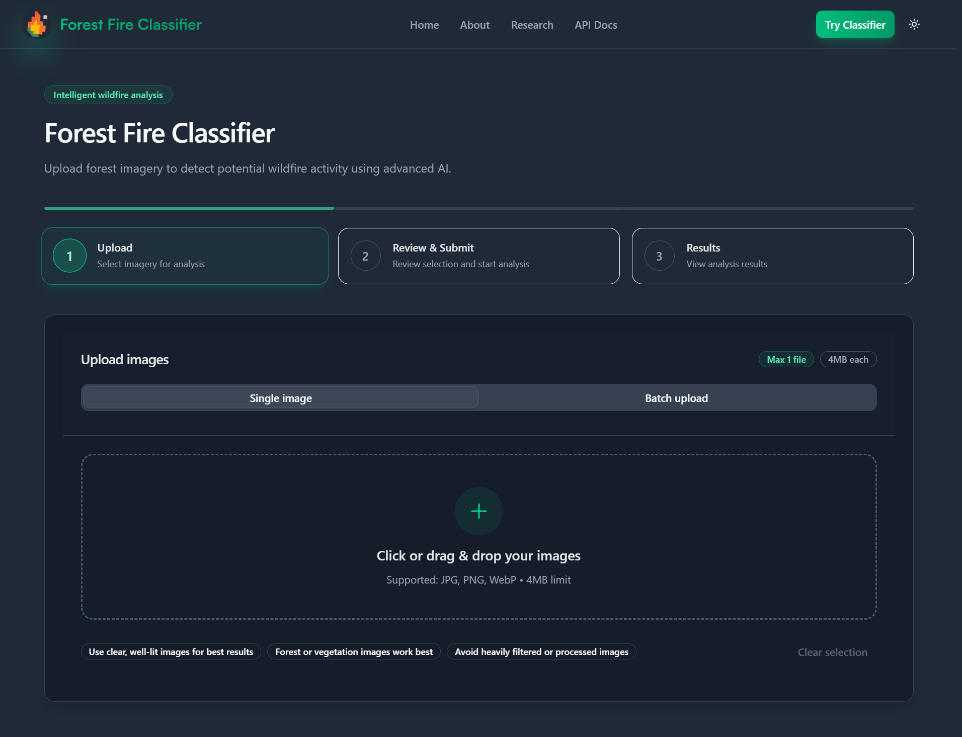 Forest Fire Classifier screenshot 3