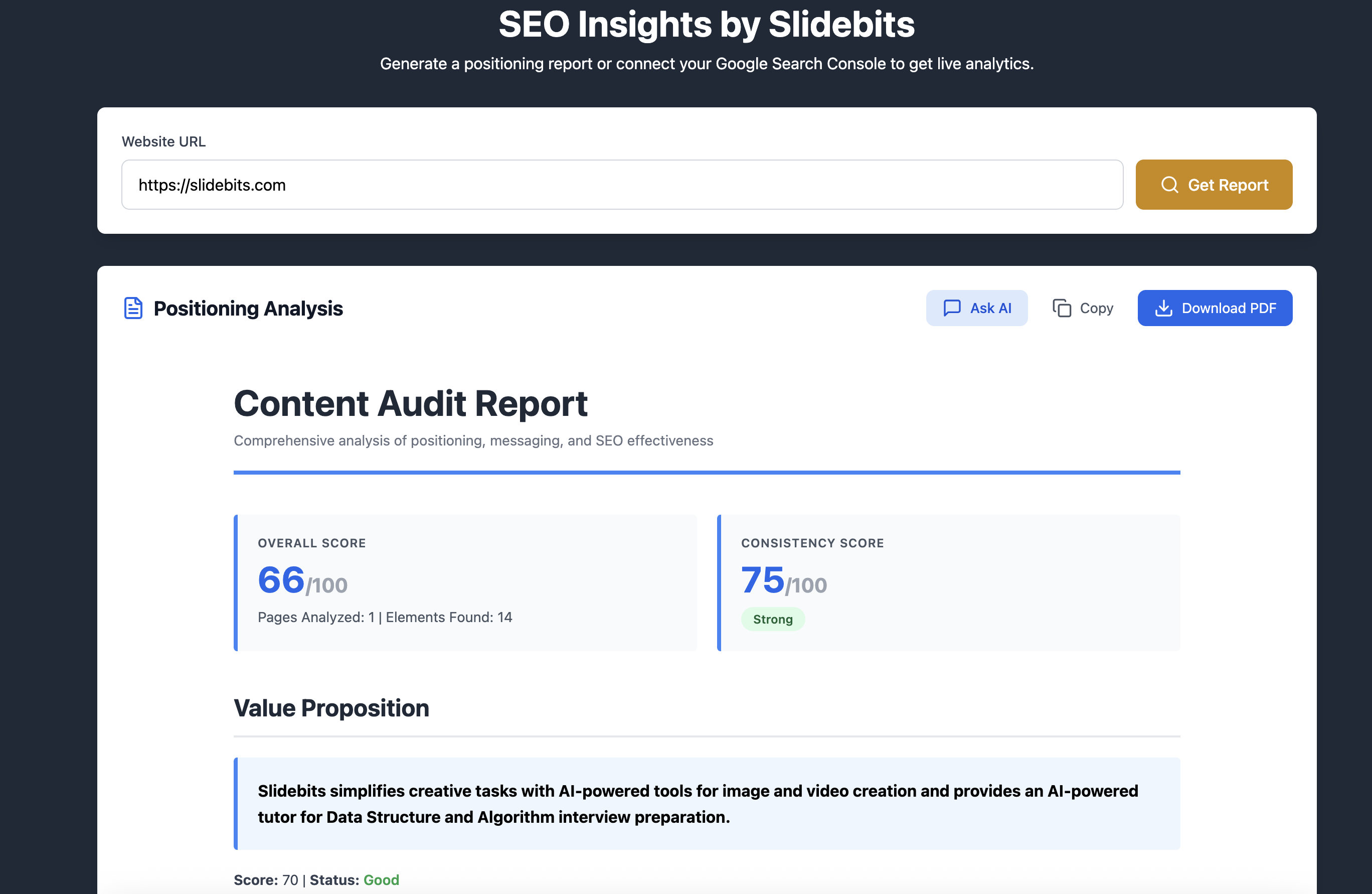 Slidebits SEO Insights screenshot 2
