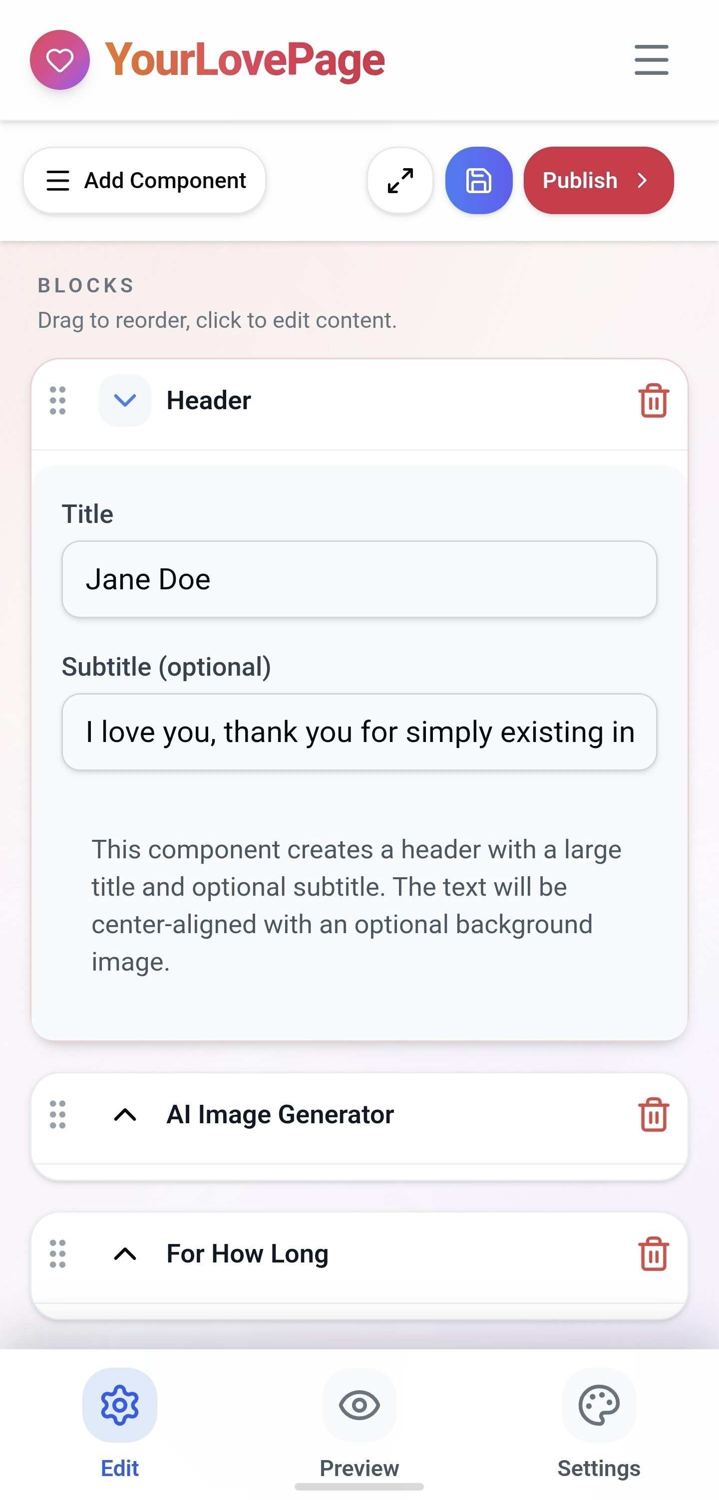 YourLovePage screenshot 2