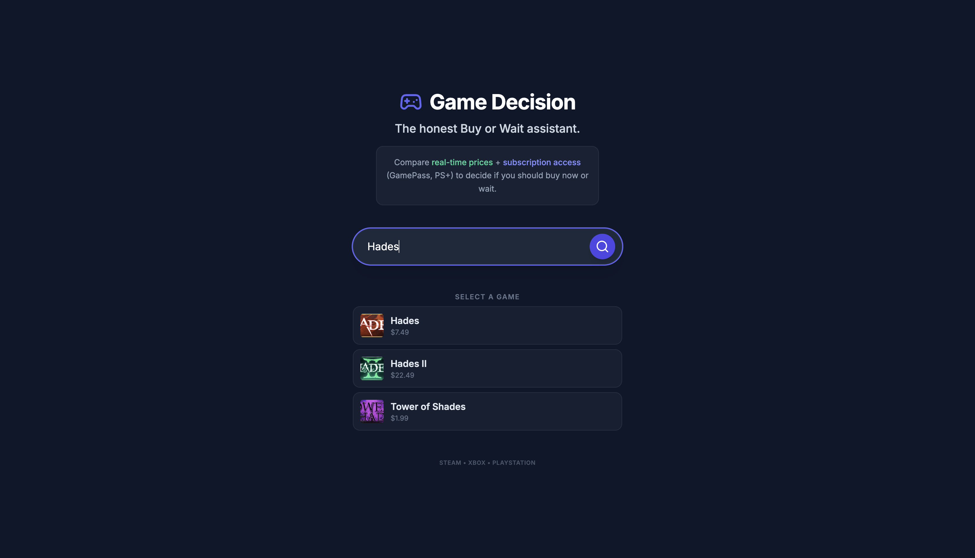 GameDecision screenshot 2