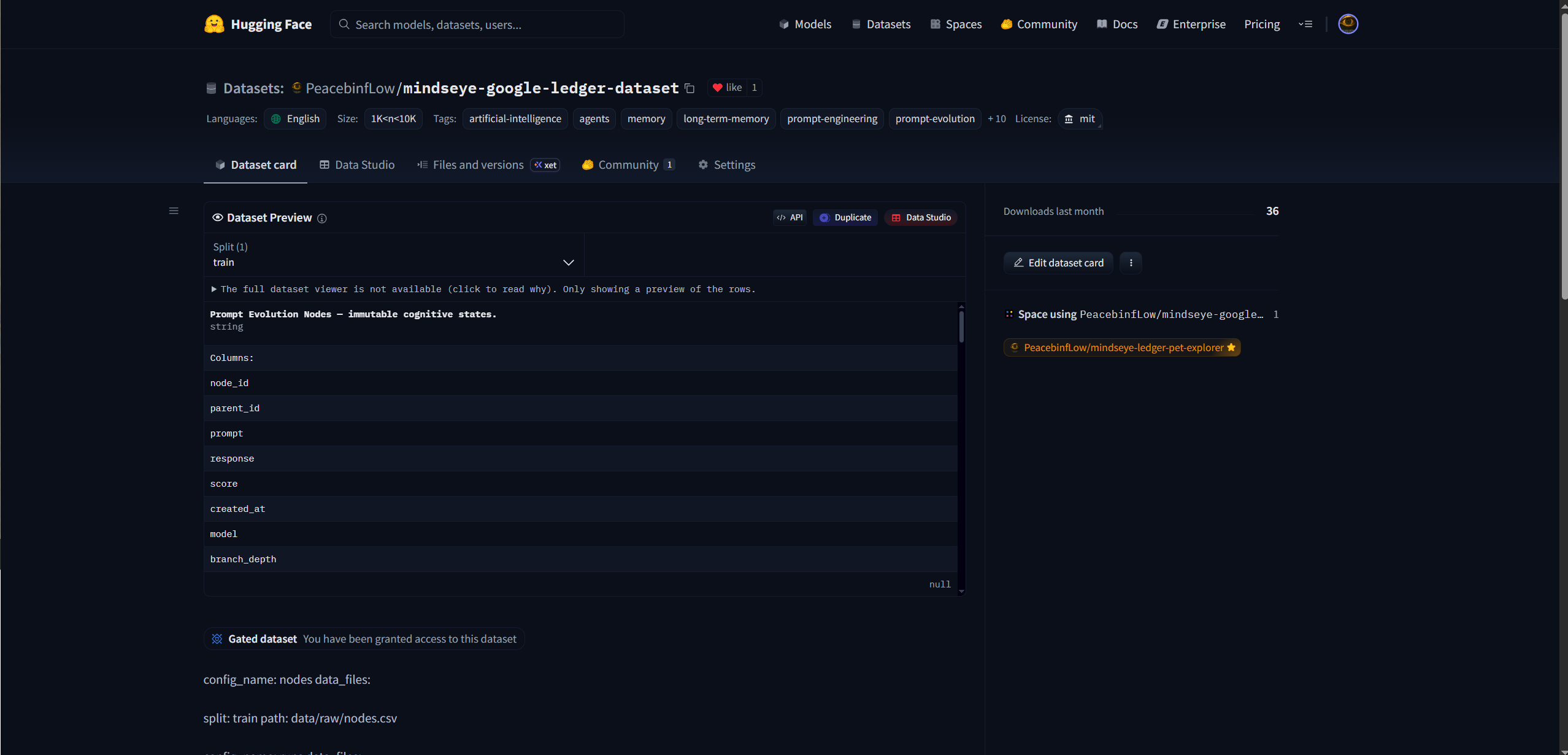 MindsEye Dataset Admin Console screenshot 2