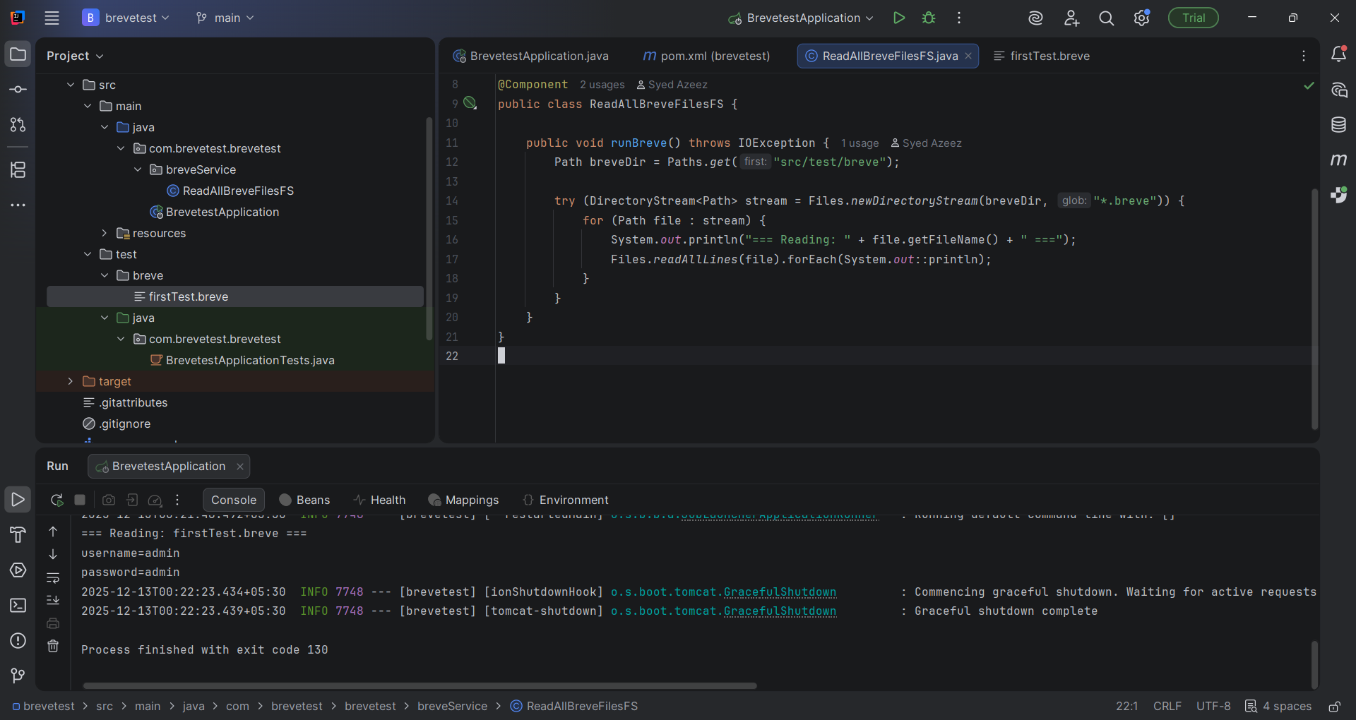breveTest screenshot 3