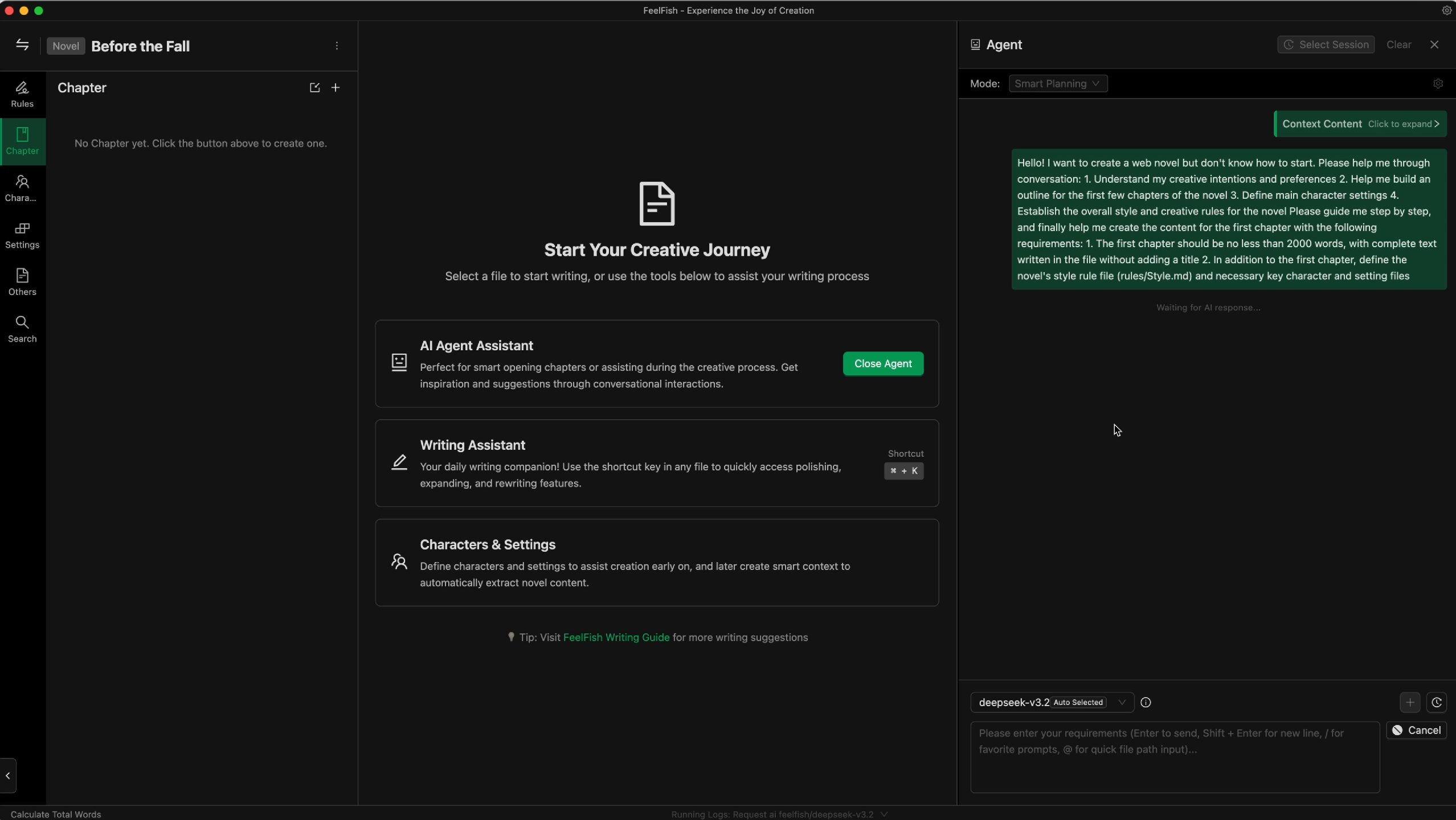 FeelFish - AI Novel Writing Agent screenshot 1