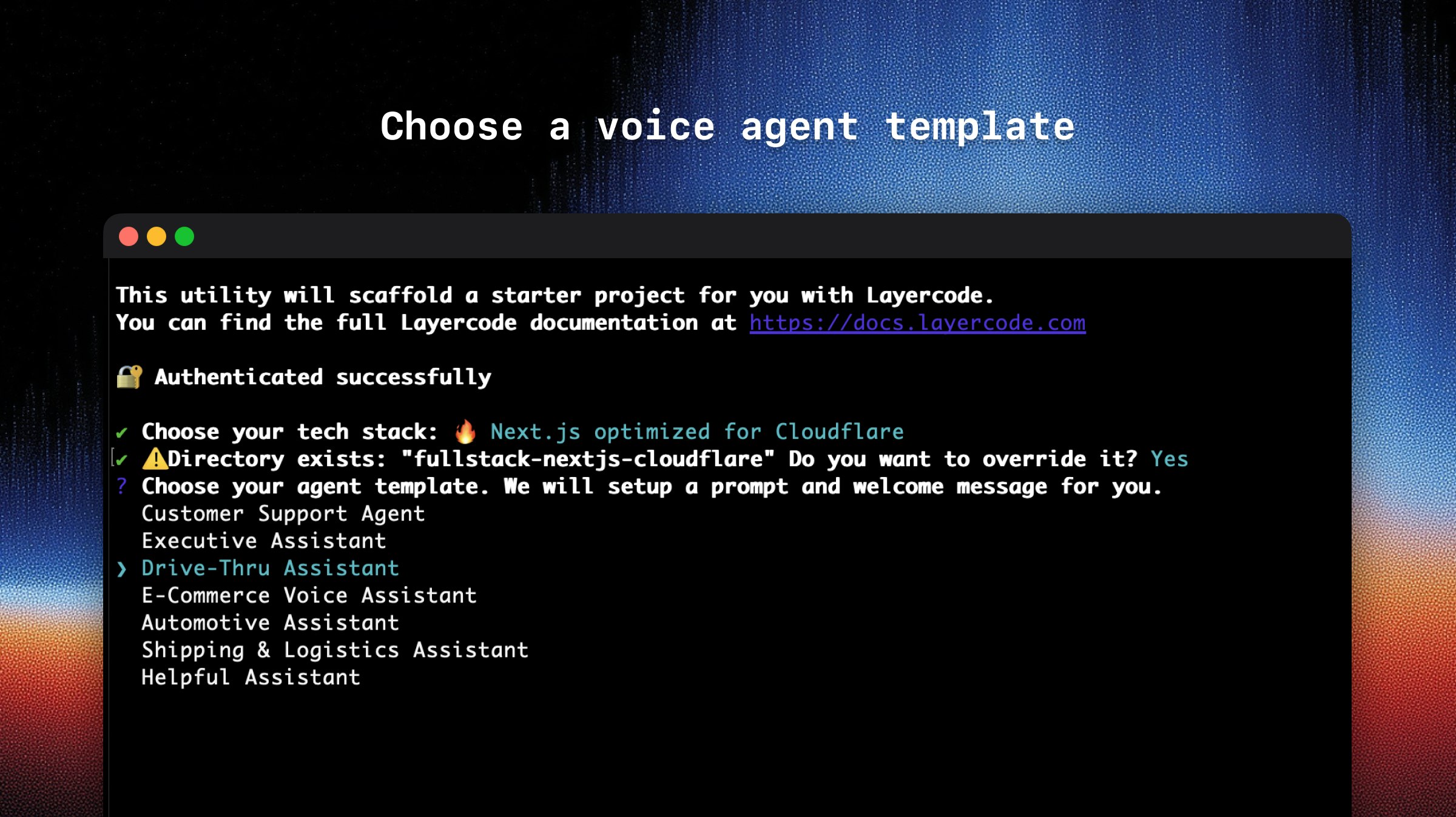 Layercode CLI screenshot 3