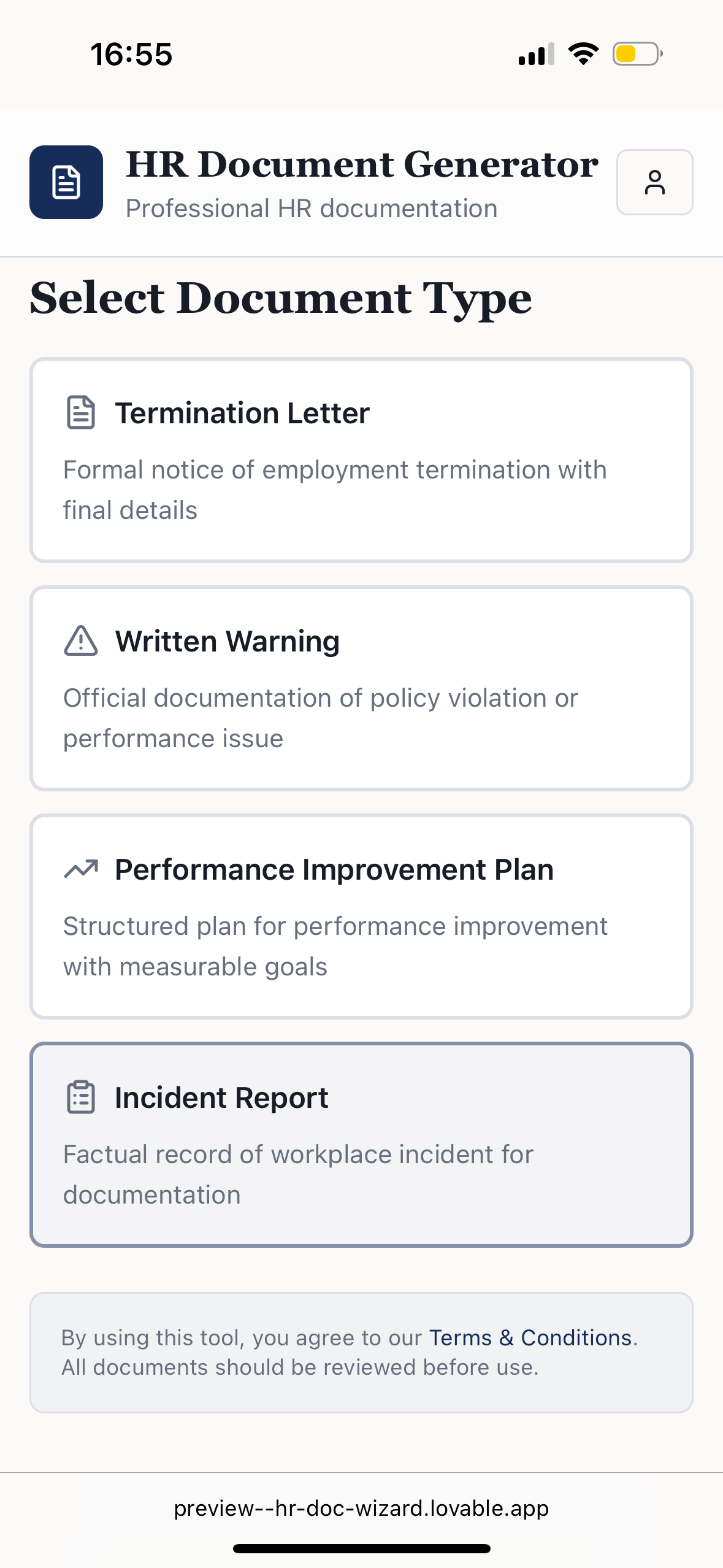 HR Document Generator screenshot 2