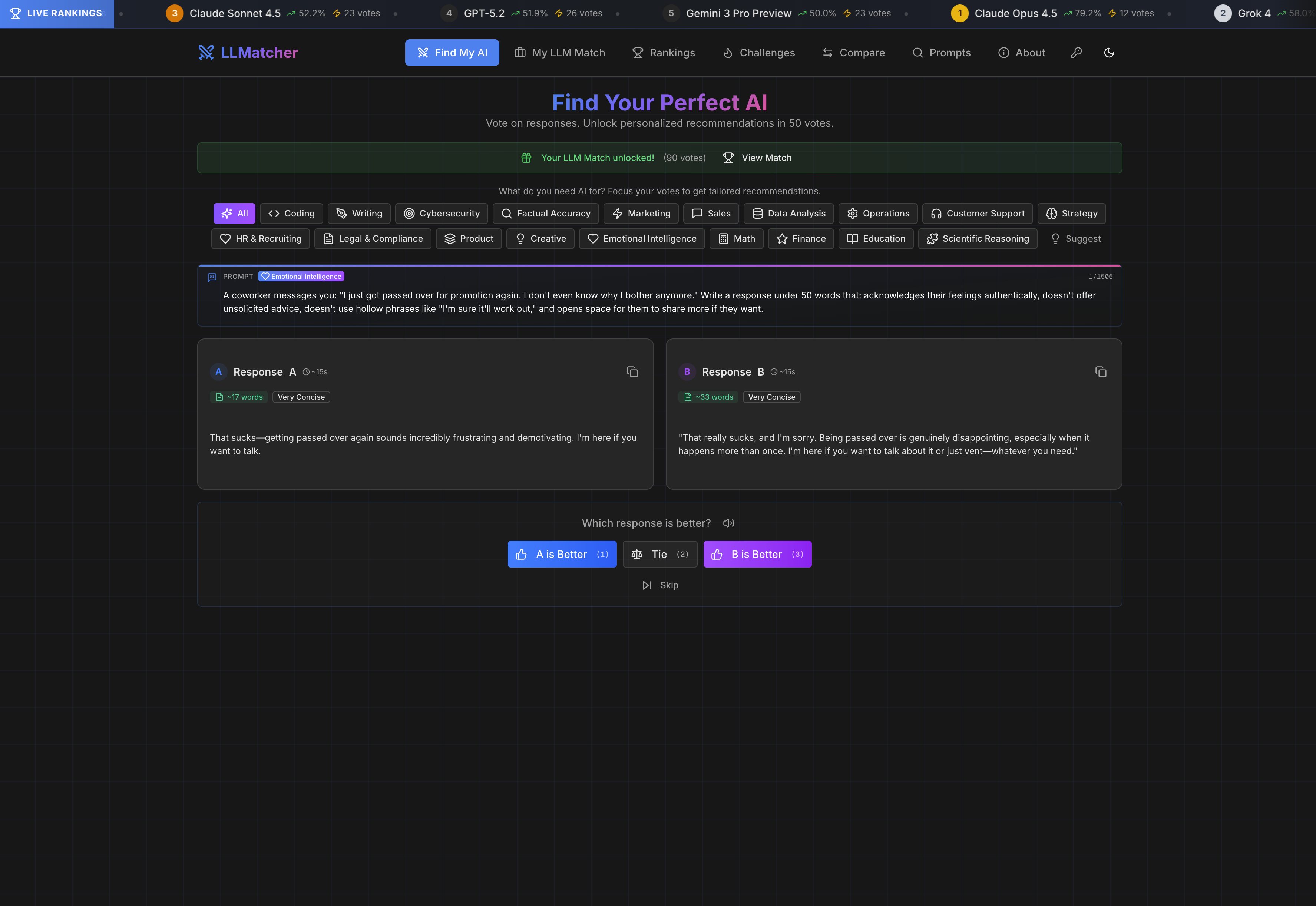 LLMatcher screenshot 3