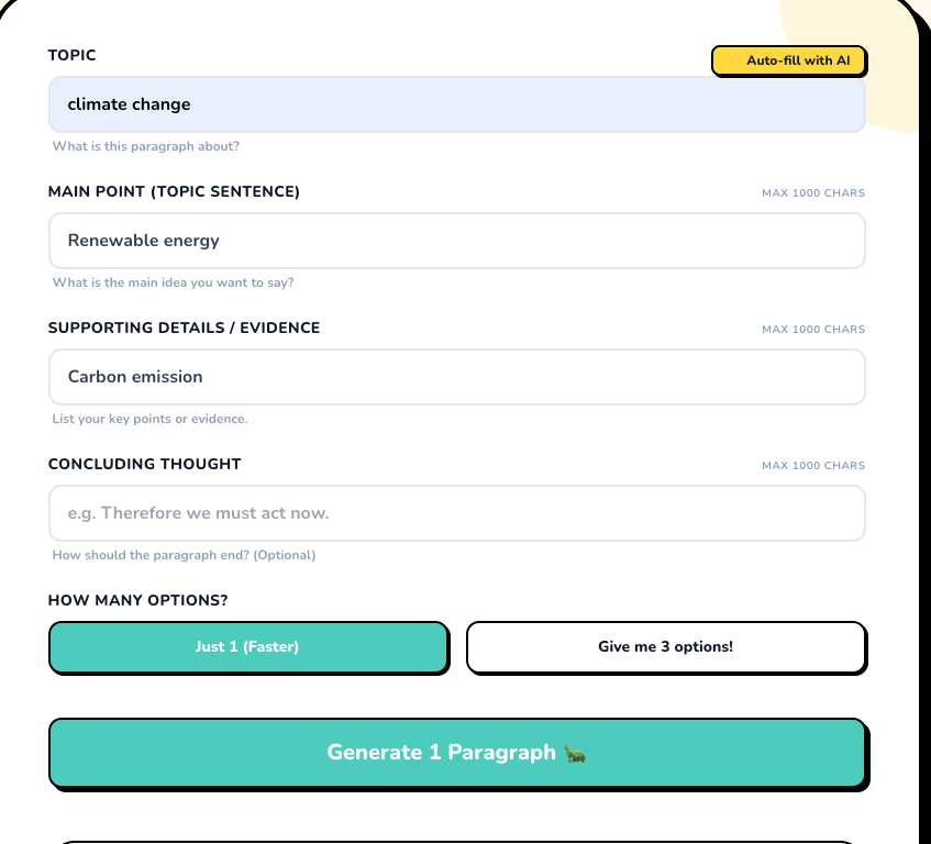 Ai paragraph generator screenshot 1