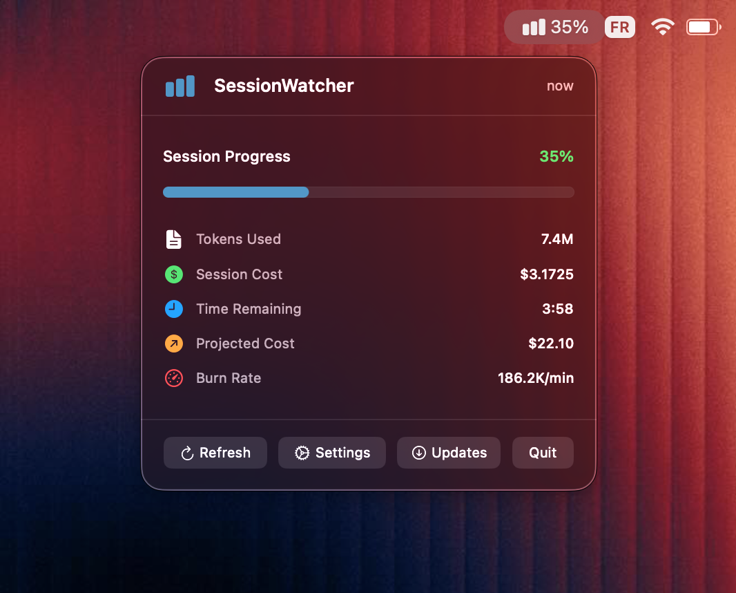 SessionWatcher for Claude screenshot 1