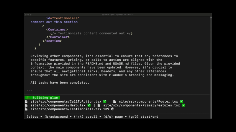 Plandex screenshot 1