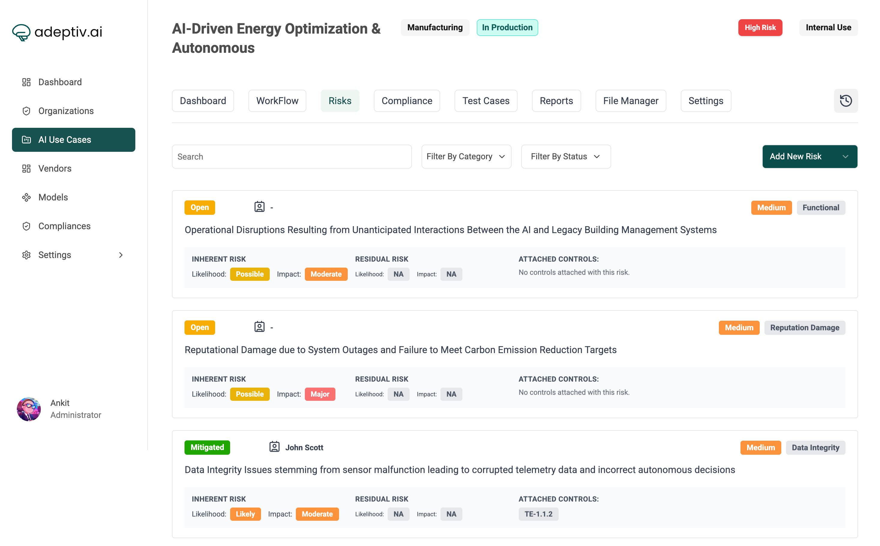 AI Governance Product screenshot 2