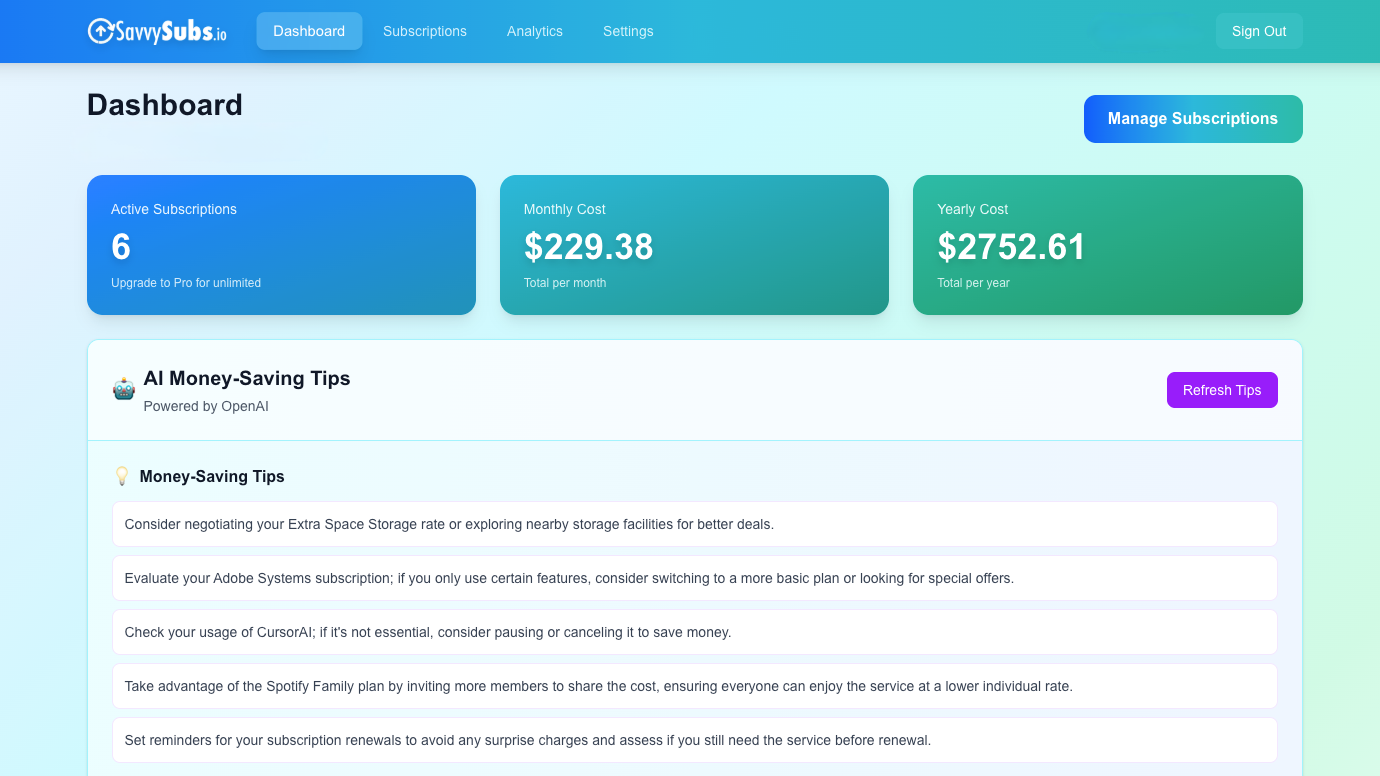 SavvySubs.io screenshot 3