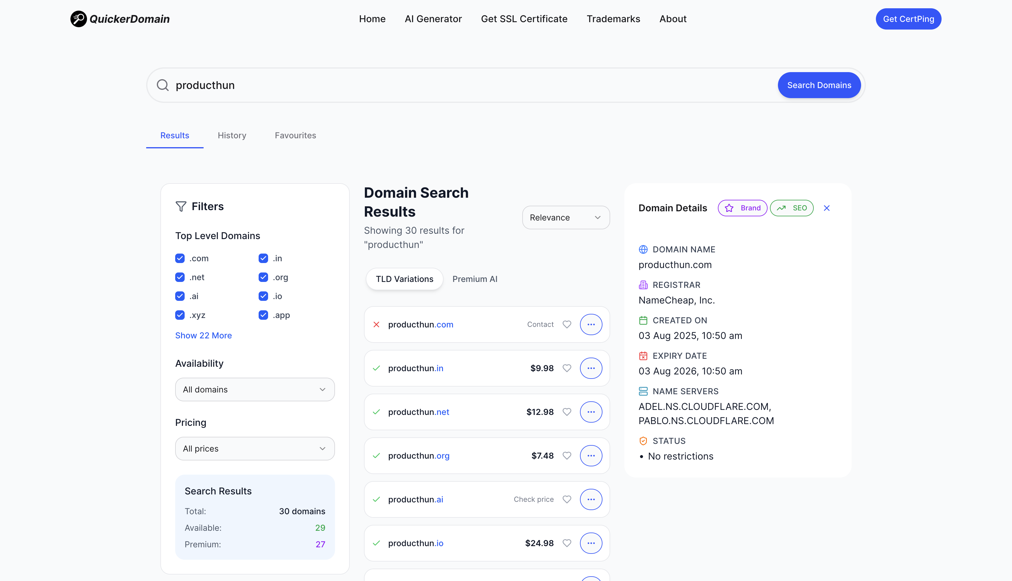 QuickerDomain screenshot 2