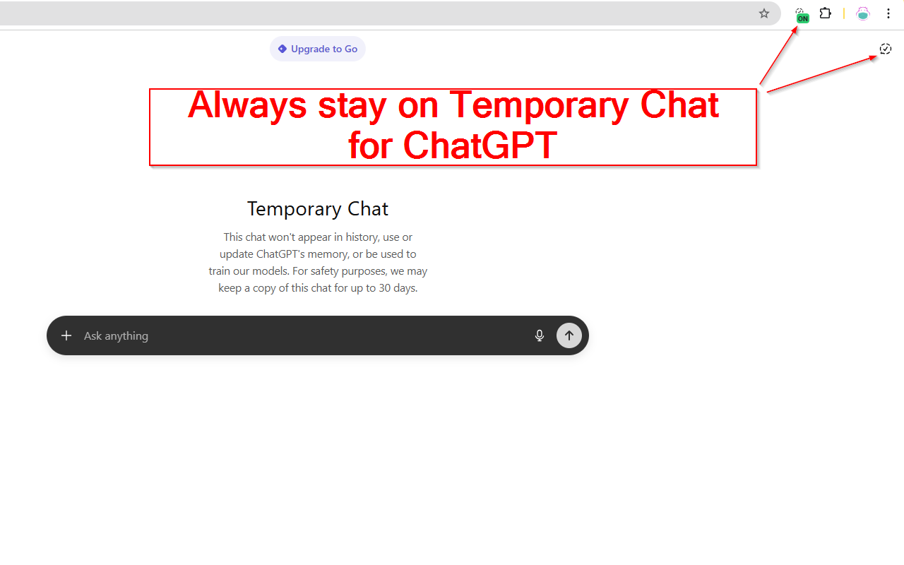Always enable Temporary Chat for ChatGPT screenshot 1