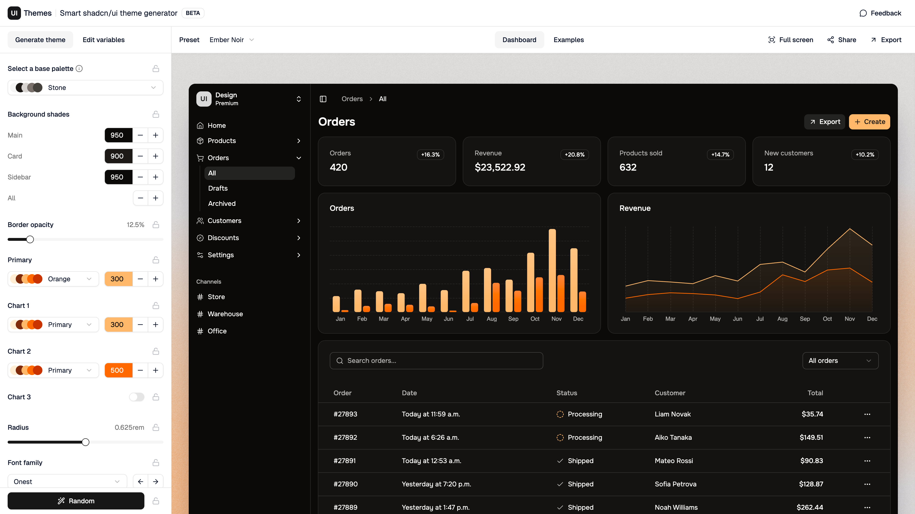 Smart shadcn/ui theme generator screenshot 1