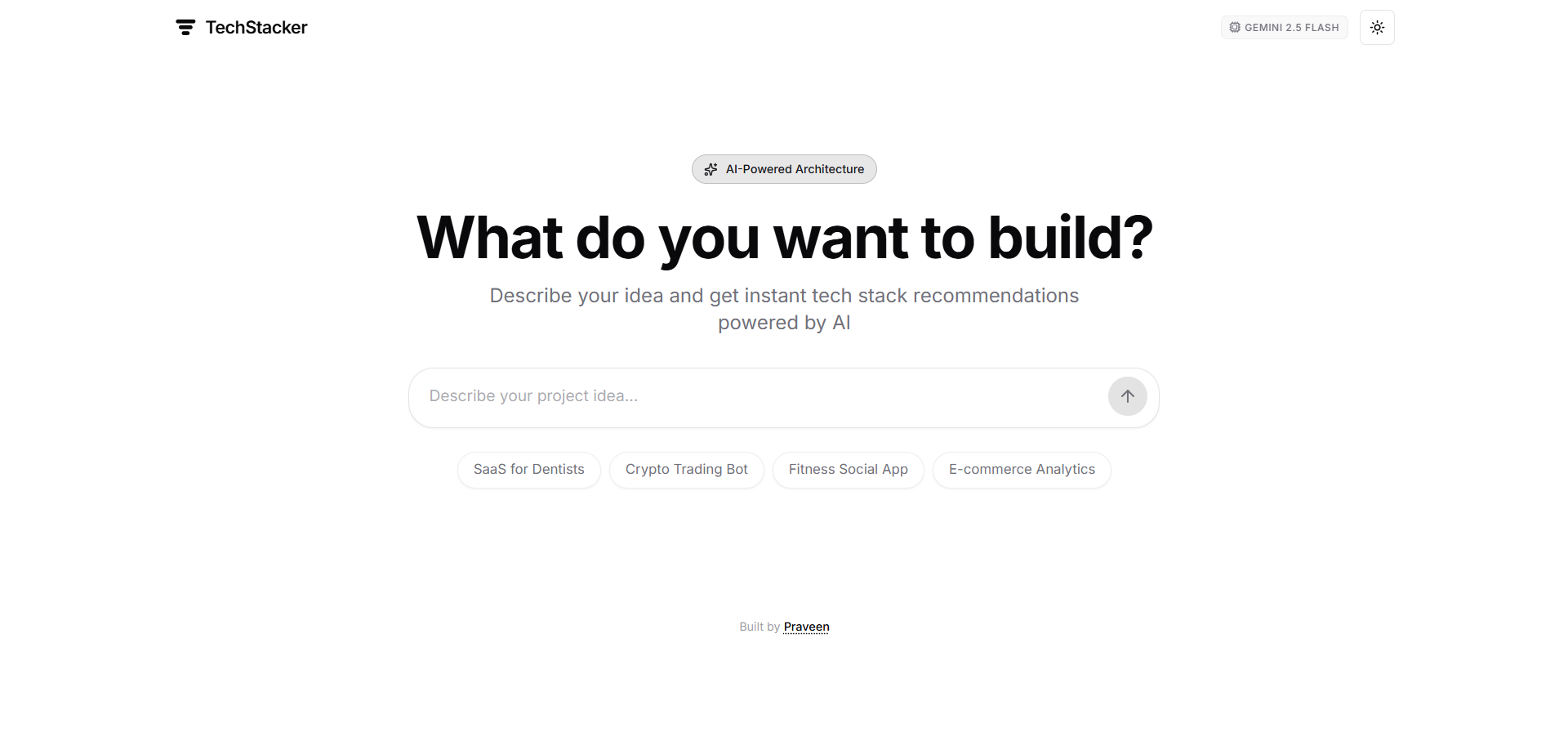 TechStacker – AI Tech Stack Generator screenshot 1