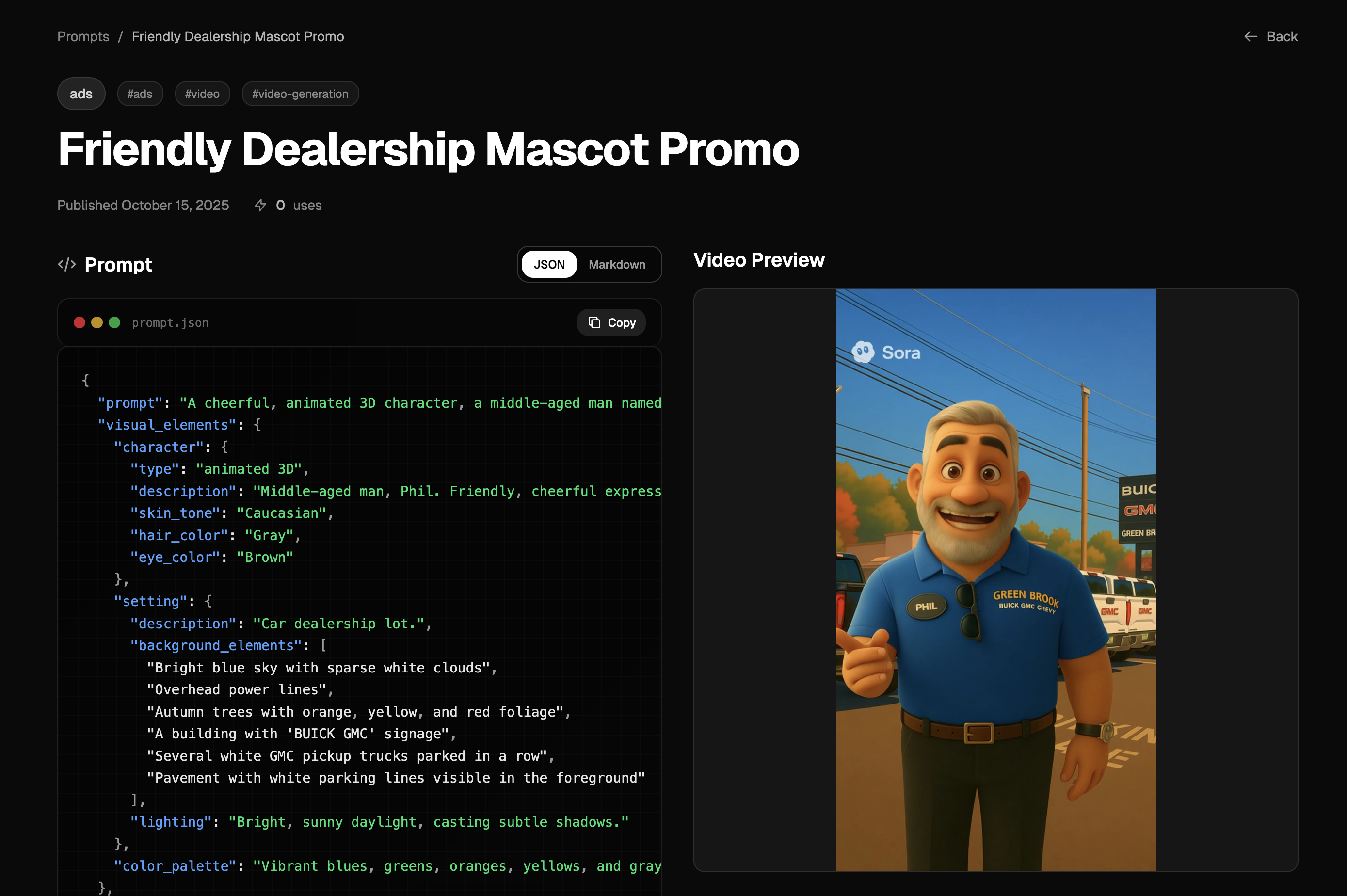 VEO3.1 and Sora2 JSON Prompts screenshot 1