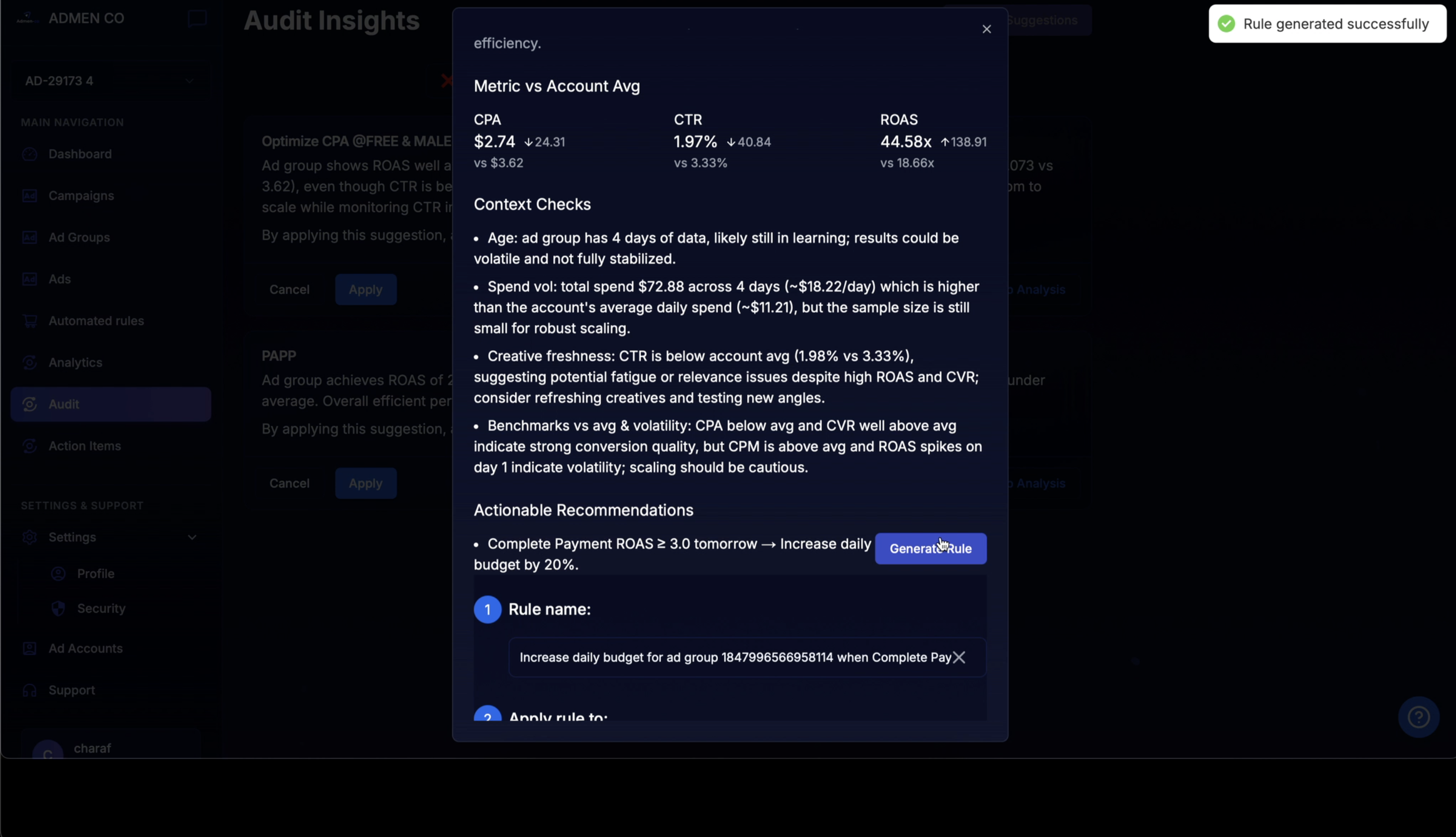ADMEN – Automated TikTok Ad Optimization screenshot 2